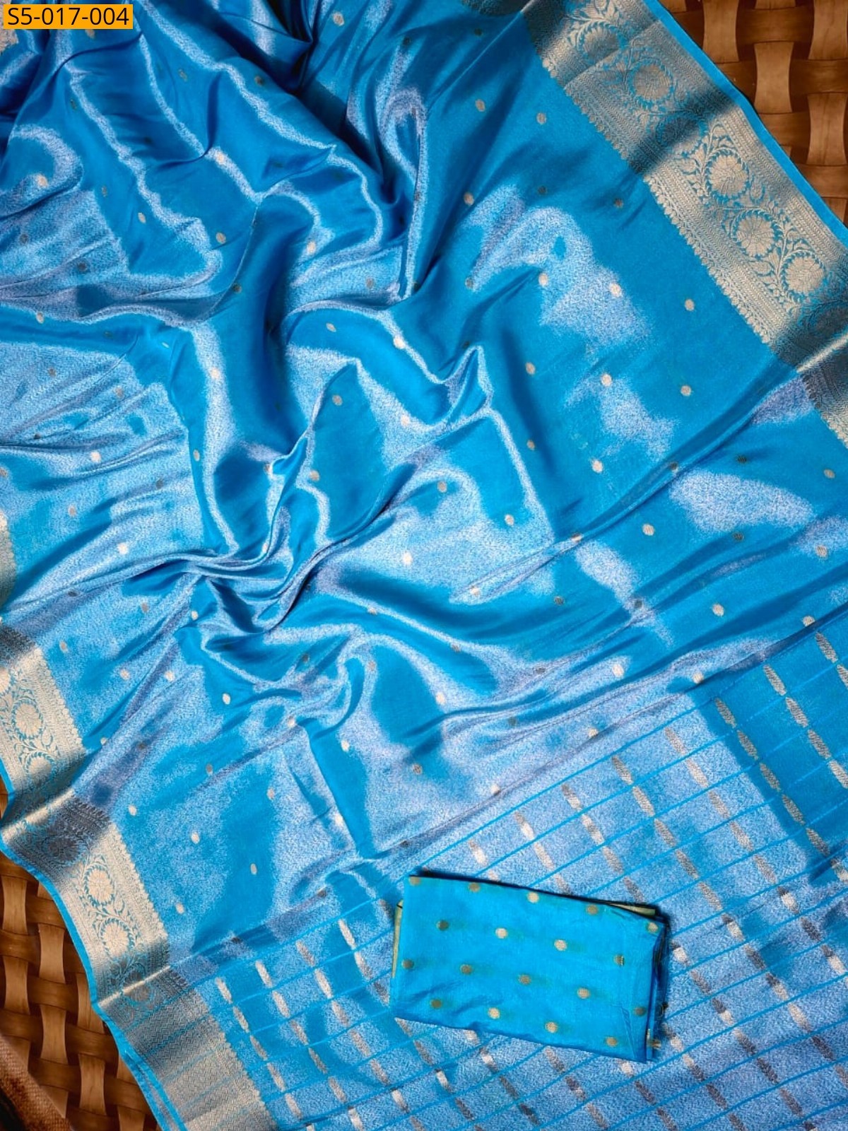 Blue Fancy  Banarasi Katan Tissue Silk Saree