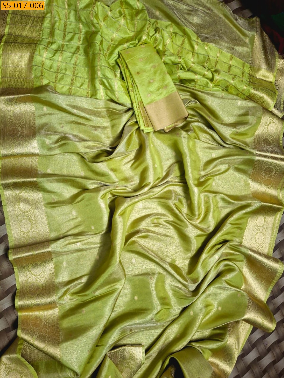 Pista Green Fancy  Banarasi Katan Tissue Silk Saree