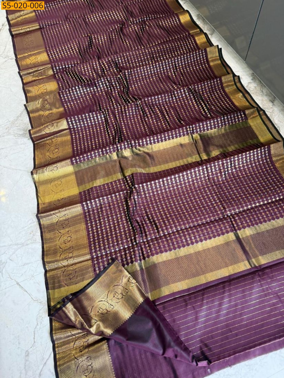 Wine Fancy Banarasi Tissue Silk Saree