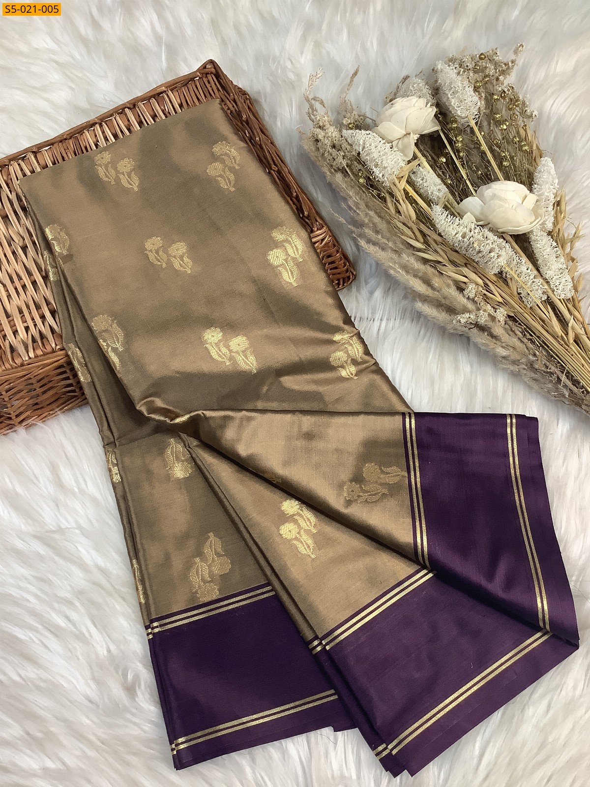 Brown Banarasi Katan Silk Saree