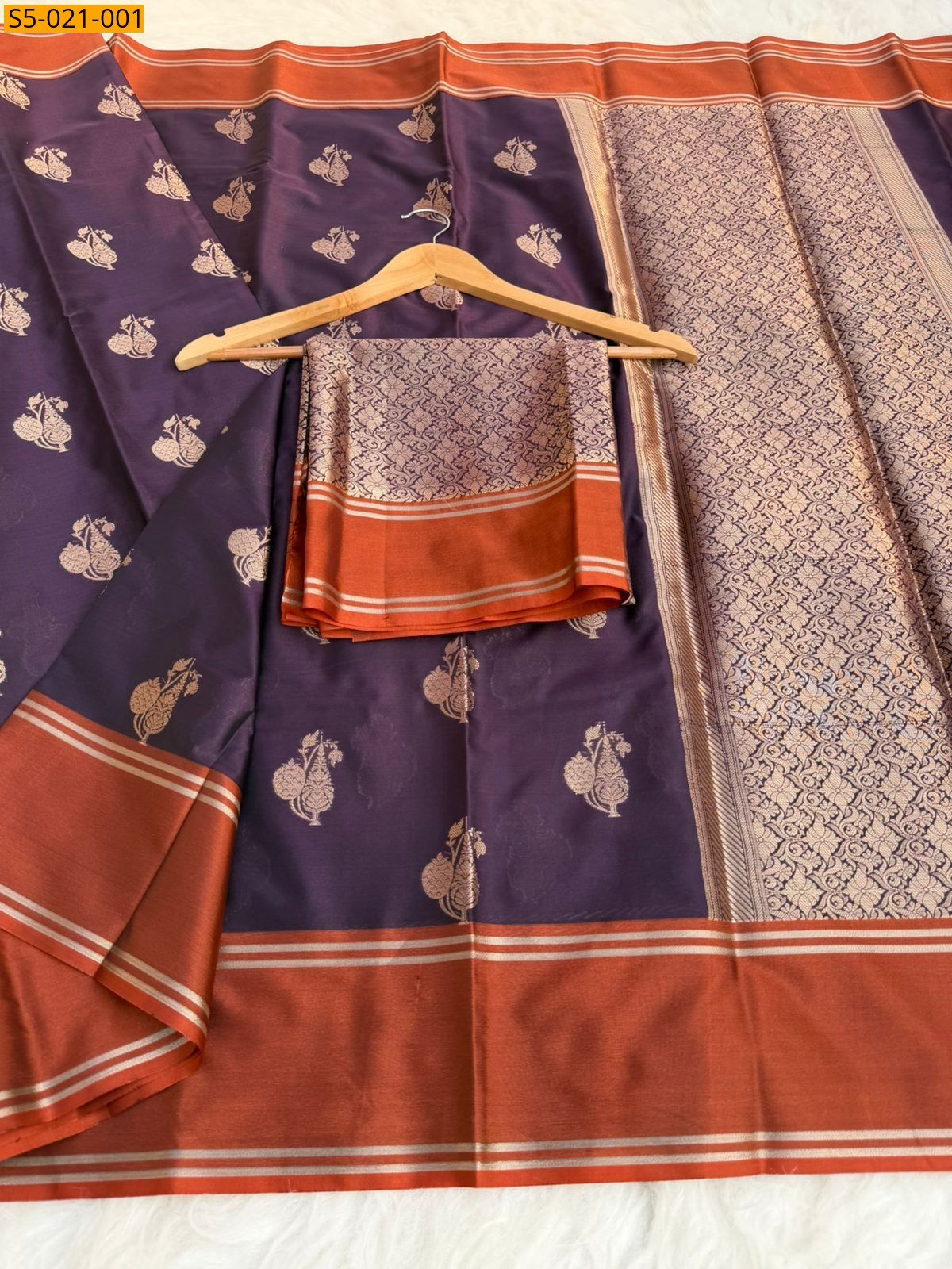 Wine Banarasi Katan Silk Saree