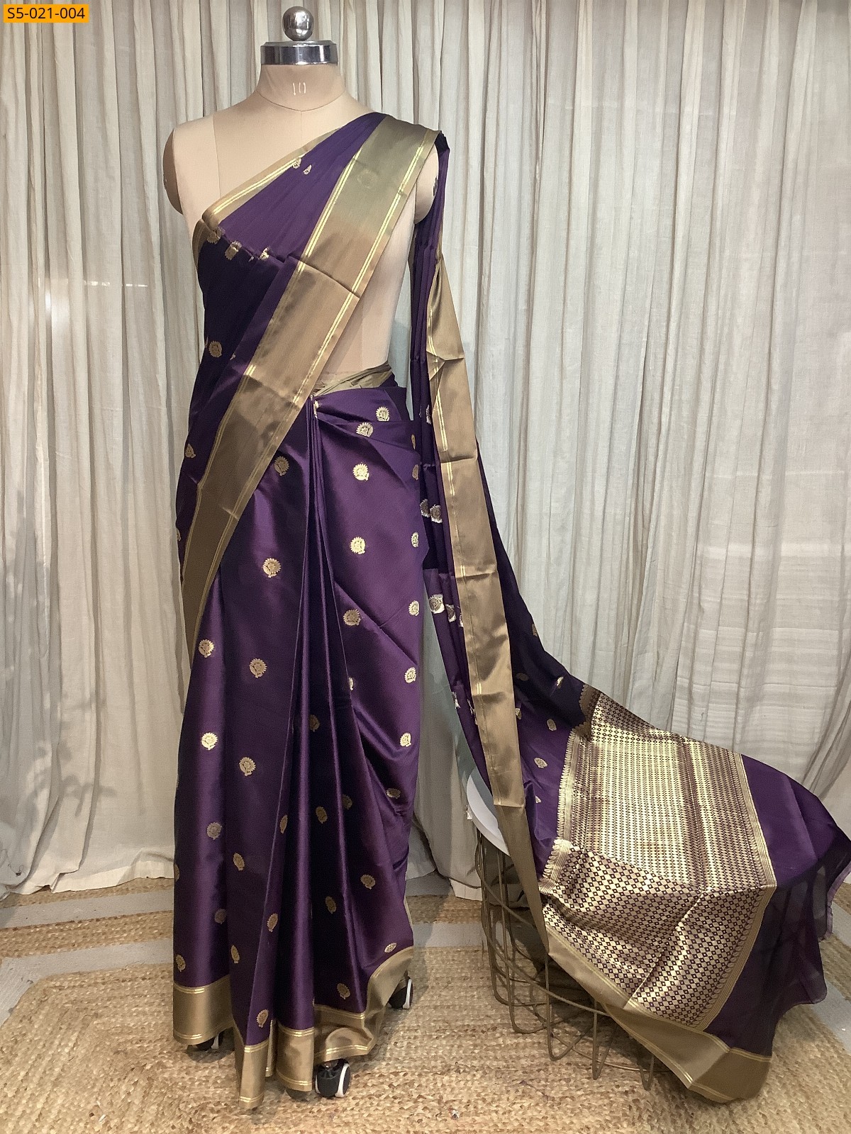 Purple Banarasi Katan Silk Saree