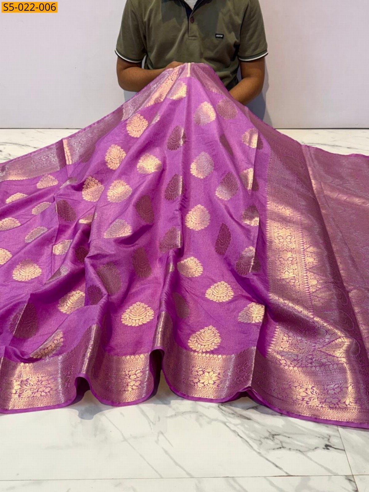 Pink Banarasi Dybal Semi katan soft silk saree