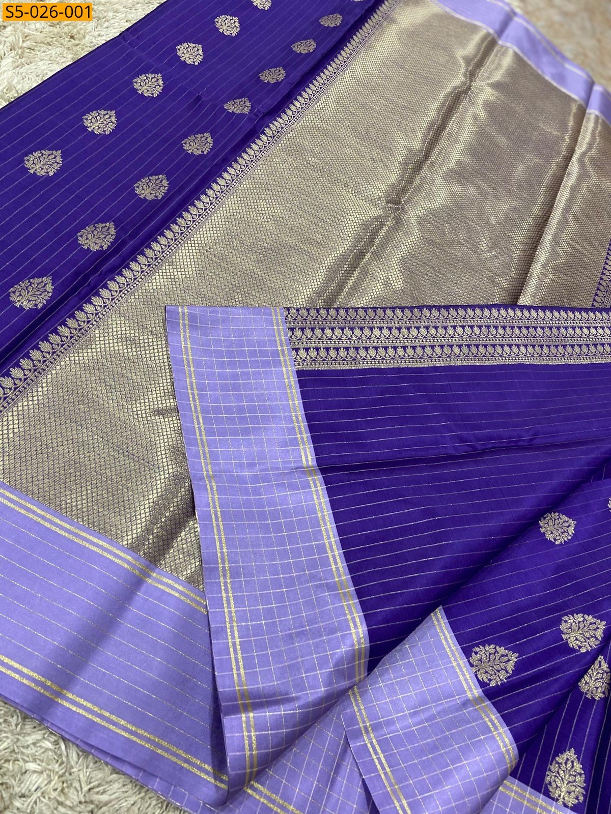 Violet Banarasi Katan saree