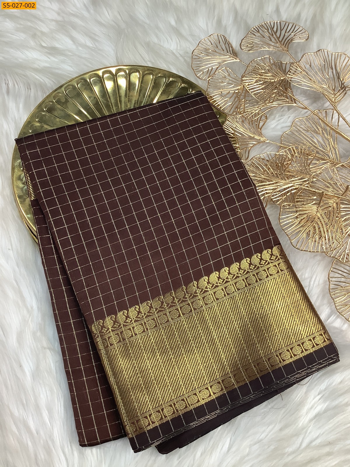 Brown Banras katan Silk Saree