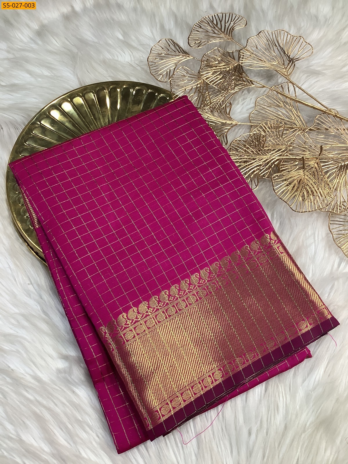 Pink Banras katan Silk Saree