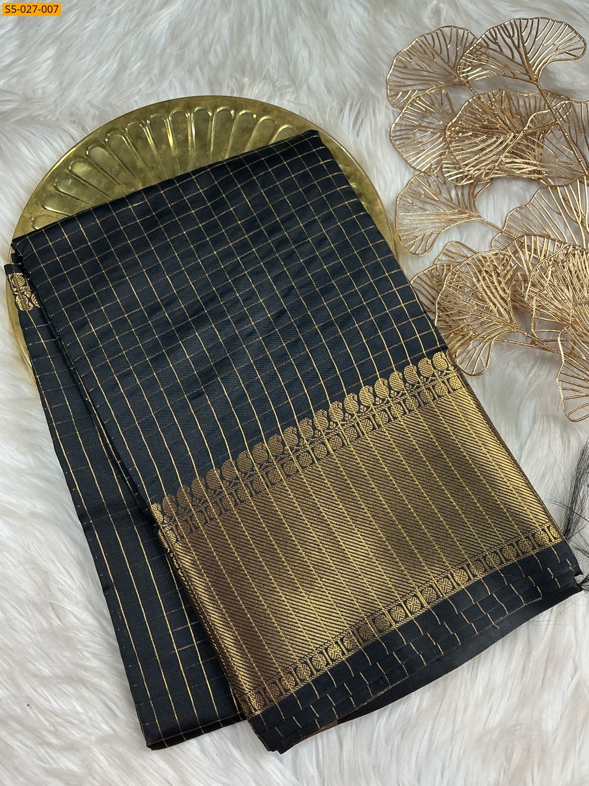 Black Banras katan Silk Saree