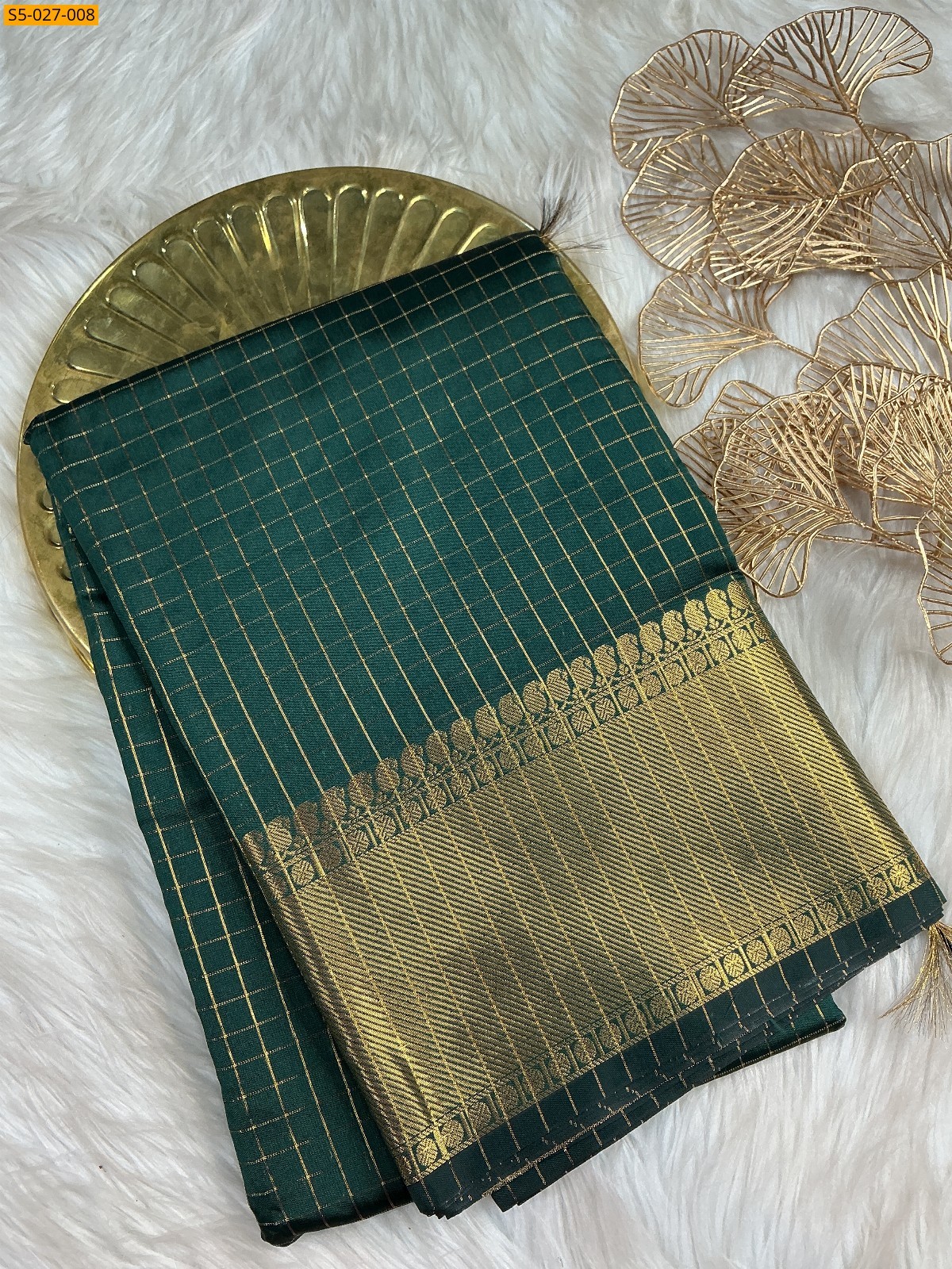 Green Banras katan Silk Saree