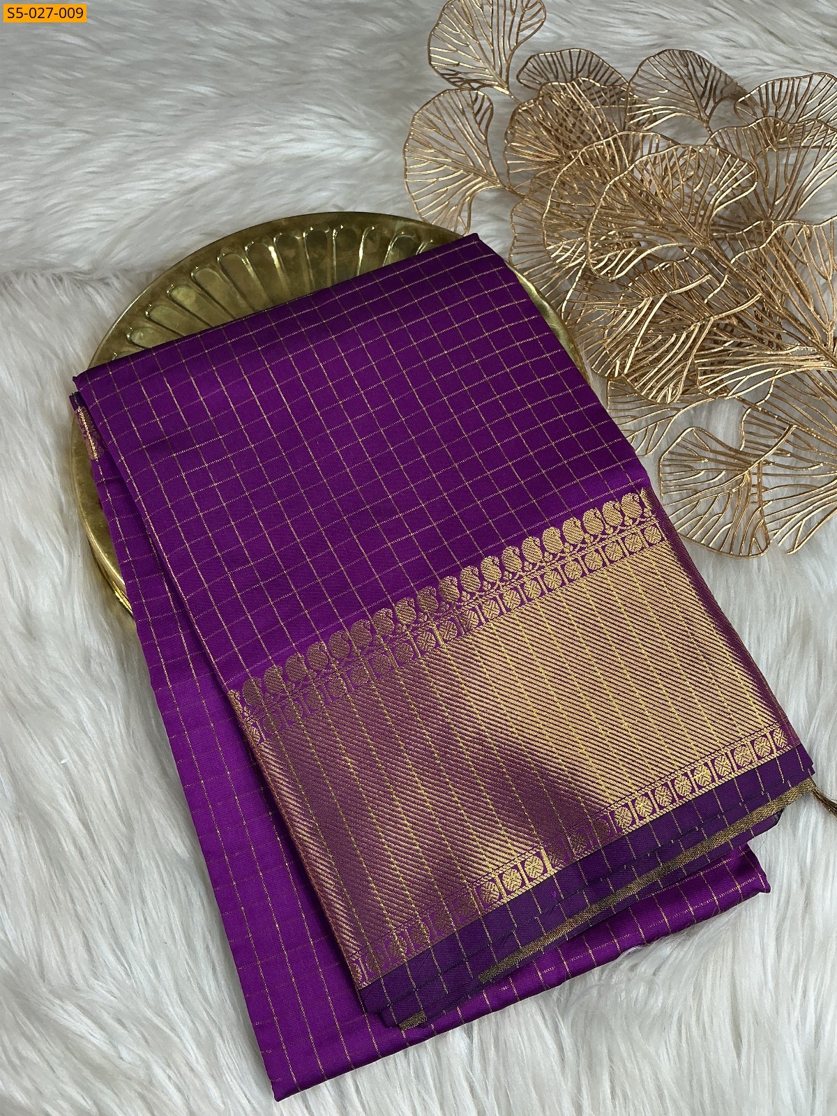 Purple Banras katan Silk Saree