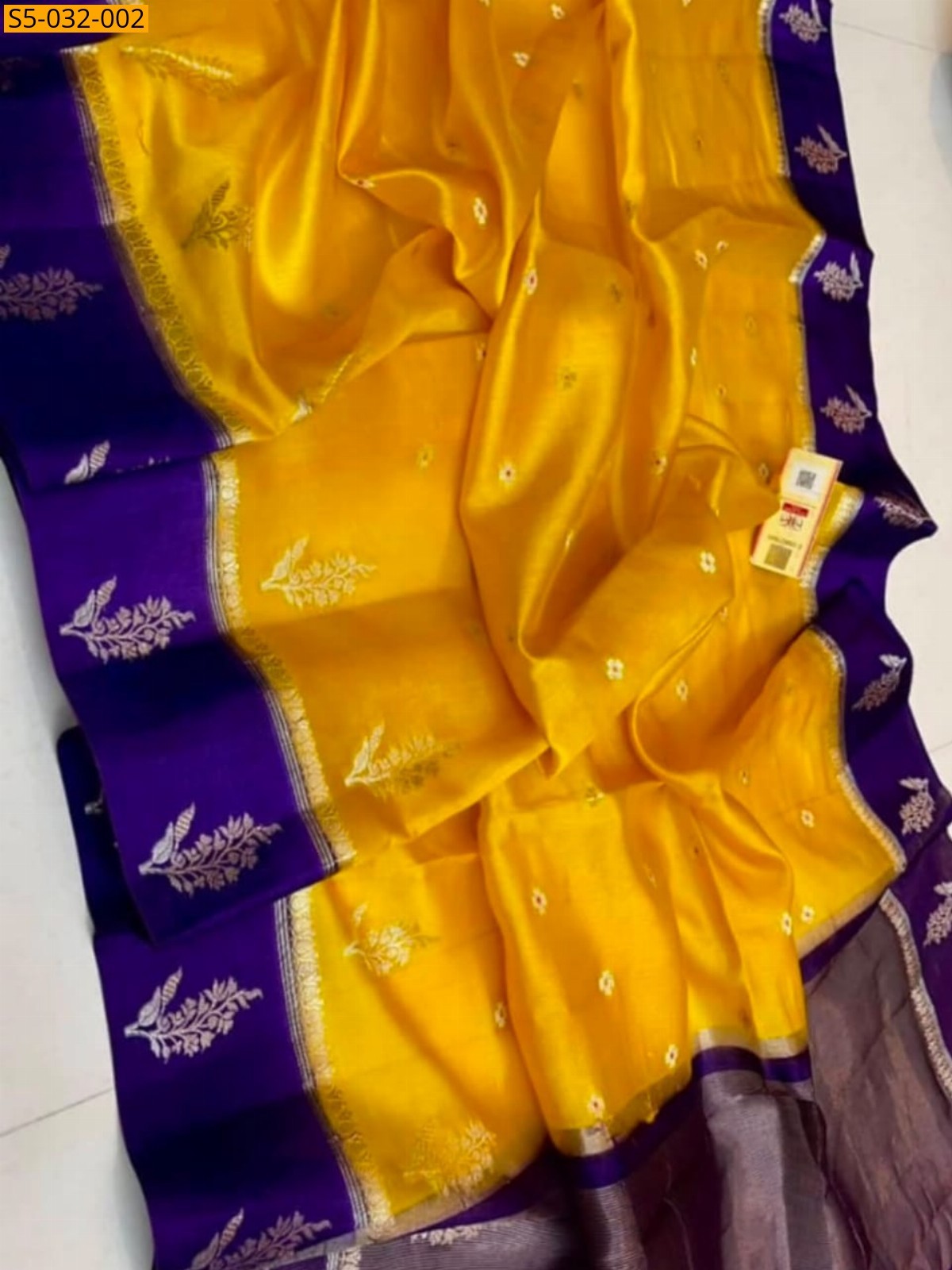 Yellow Banarasi Semi Katan Soft Silk saree