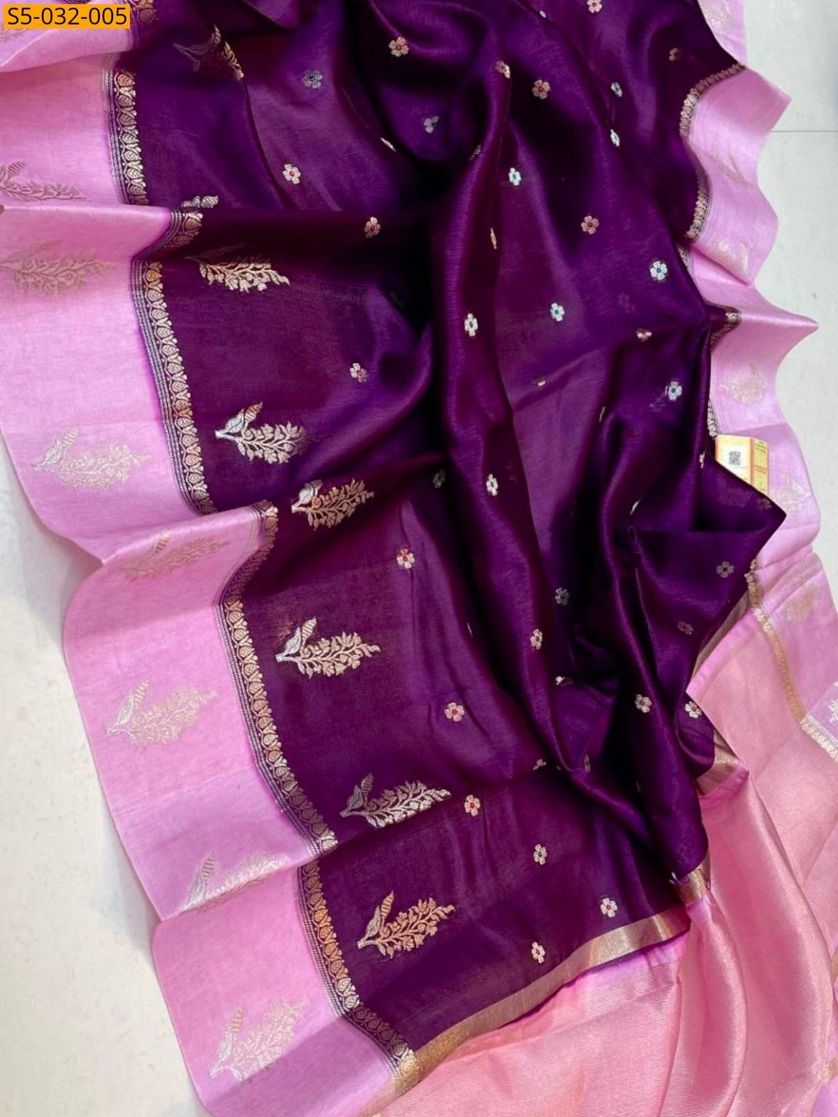 Purple Banarasi Semi Katan Soft Silk saree