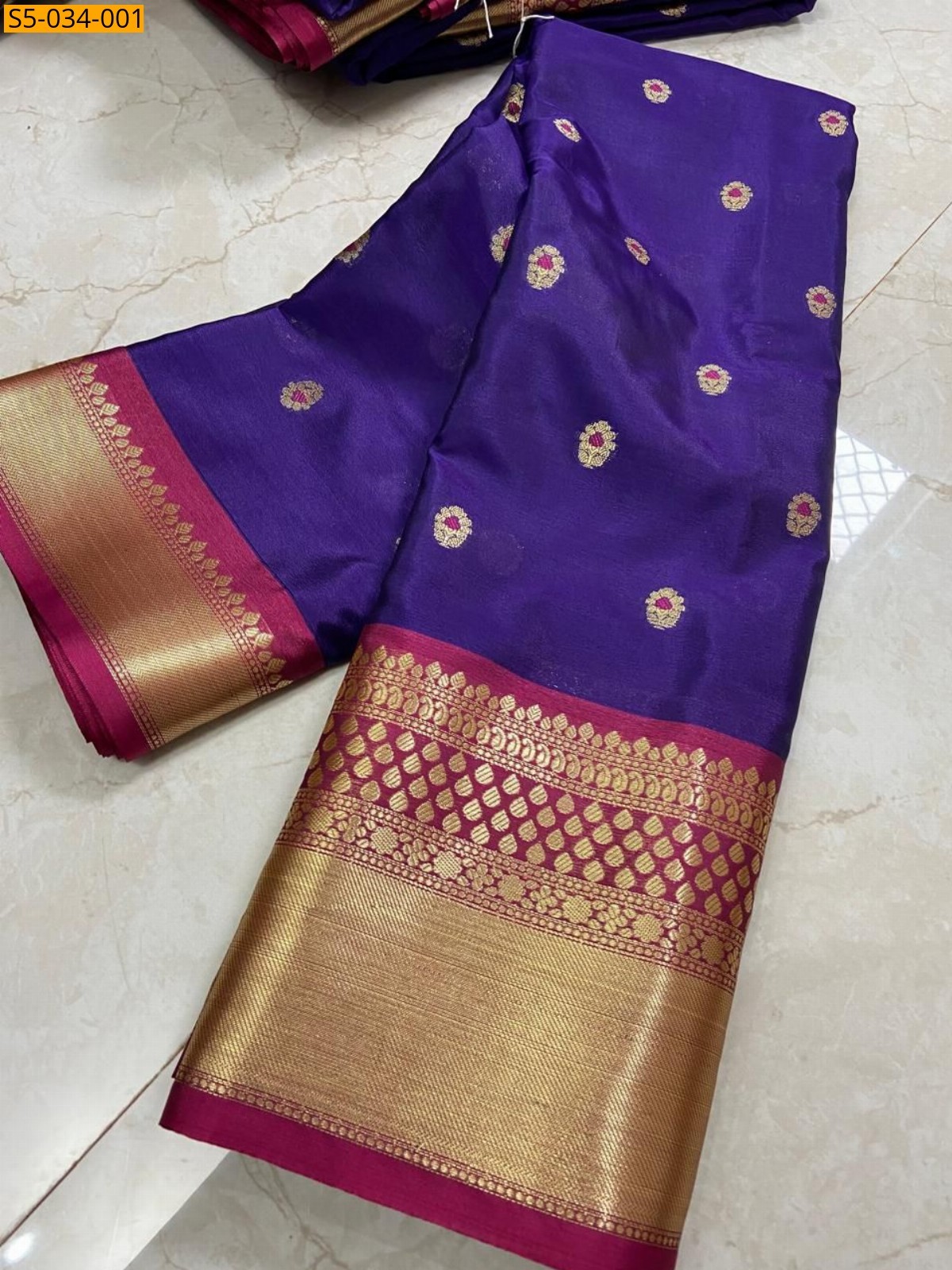 Violet Banarasi katan silk sarees