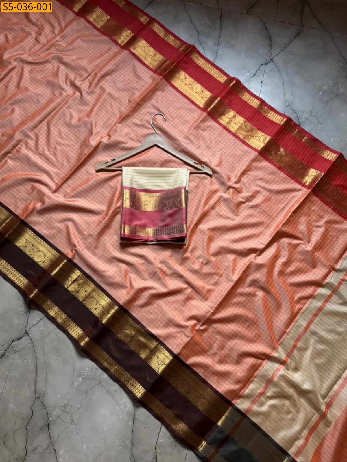 Orange Banarasi soft katan silk sarees