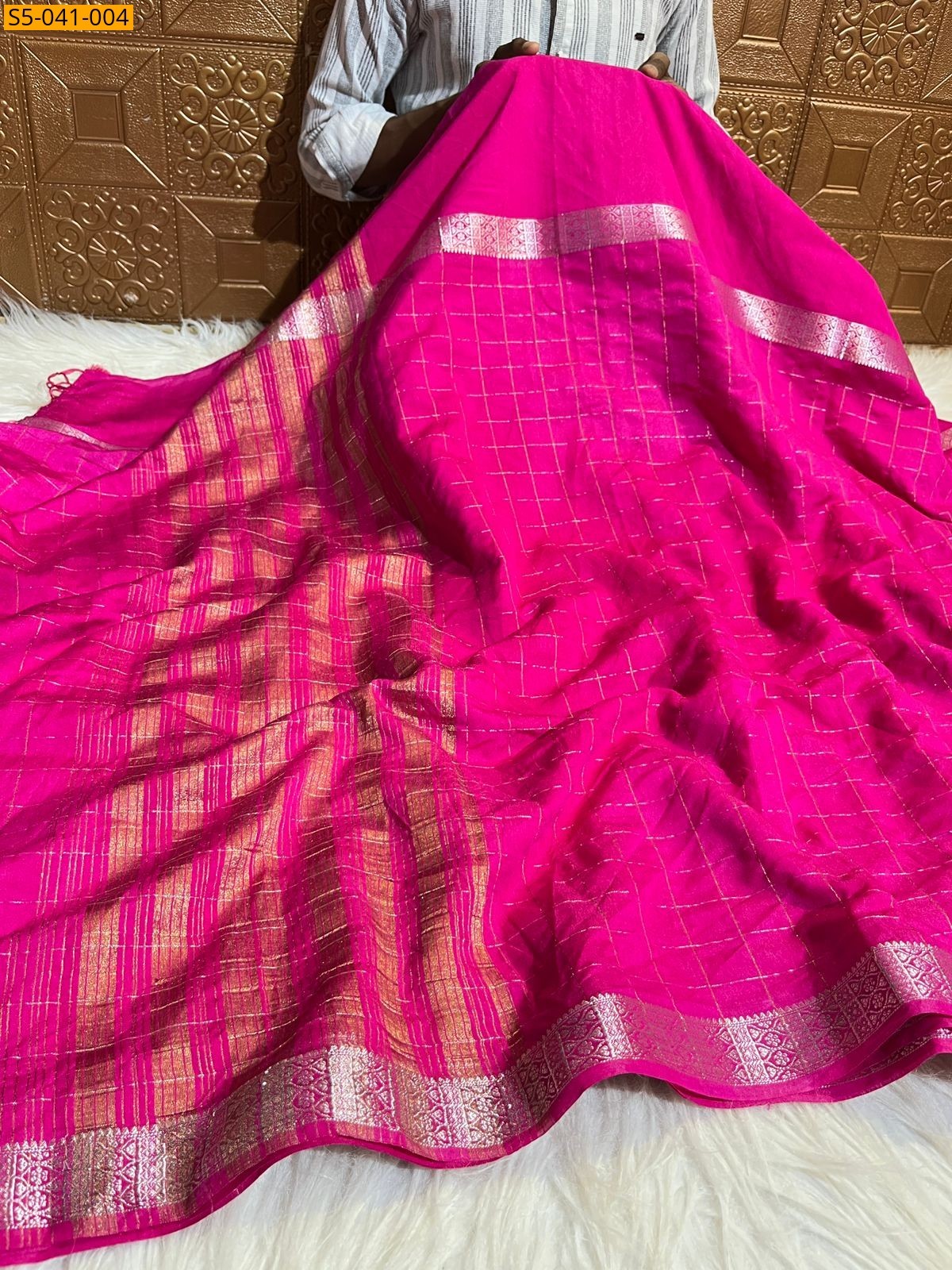 Rani Pink Banarasi Semi Dupian Soft Silk Saree