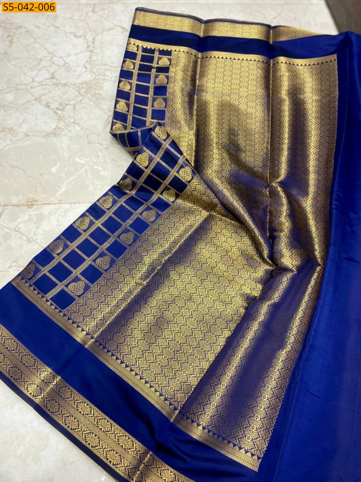 Blue Banarasi Katan Soft Silk Saree