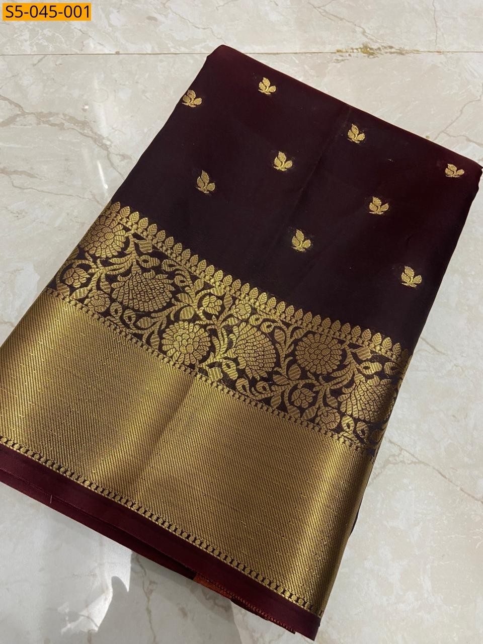 Brown Banarasi Soft Silk Saree