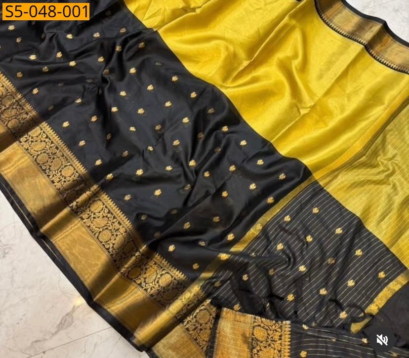 Black Fancy Banarasi Soft Kattan Silk Saree