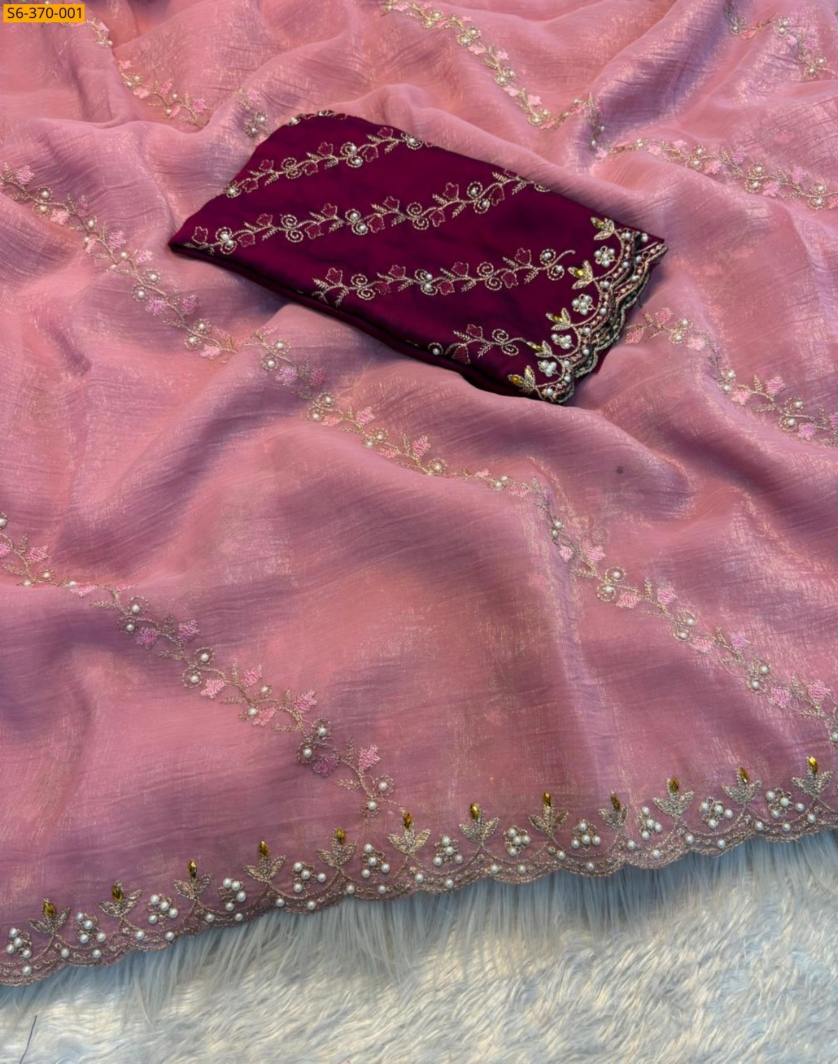Blue Fancy soft Dola silk saree
