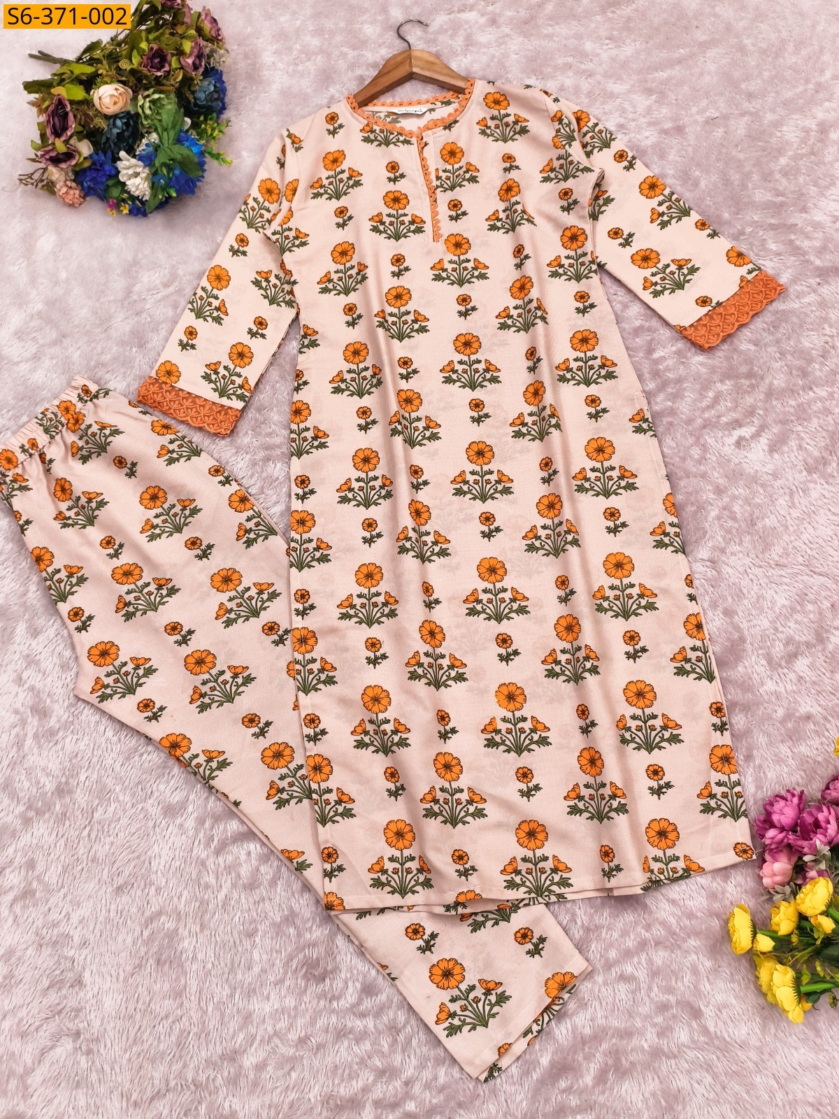 Beige Fancy Rayon Printed Coord set