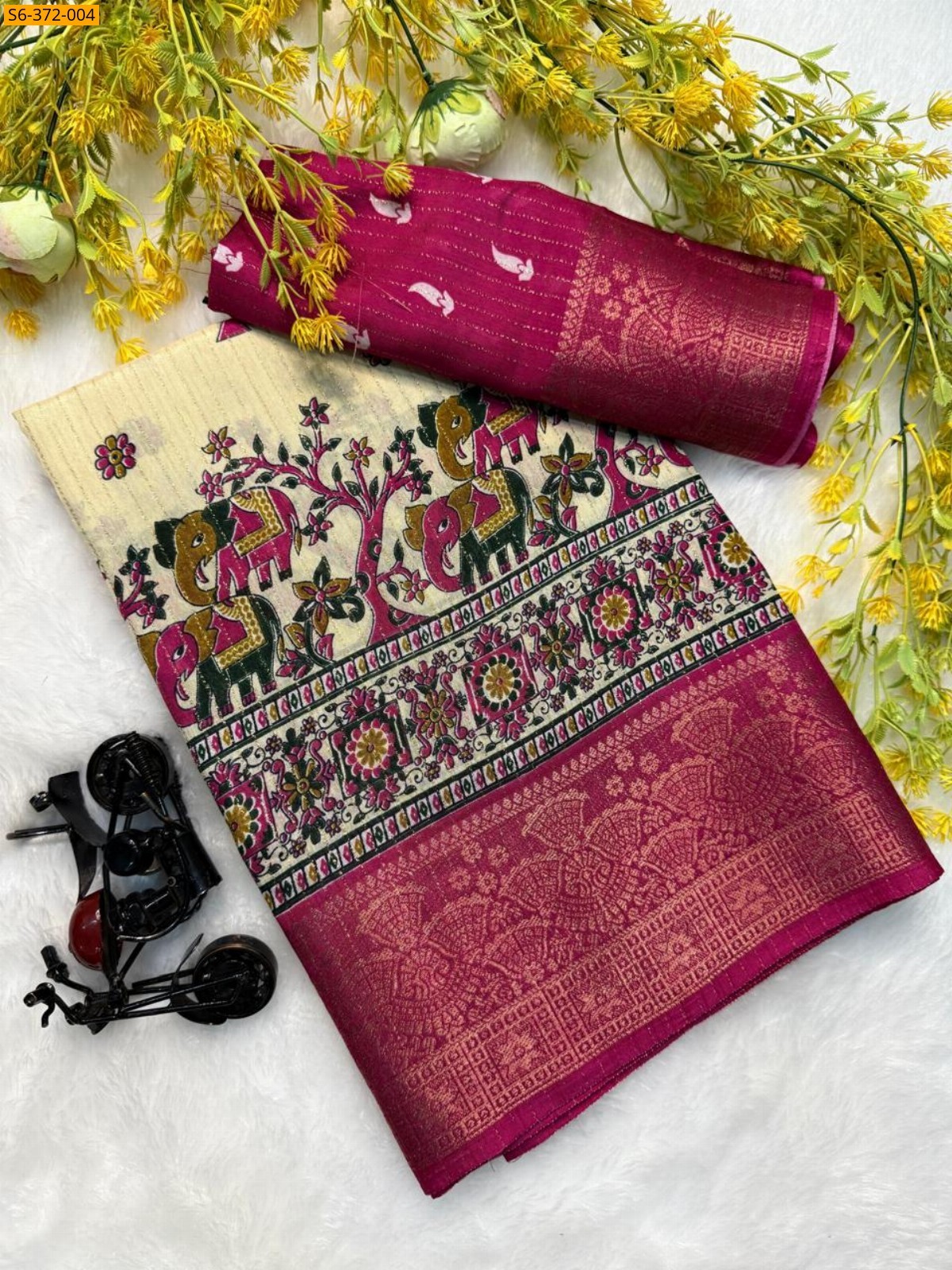 White Rekko silk sarees