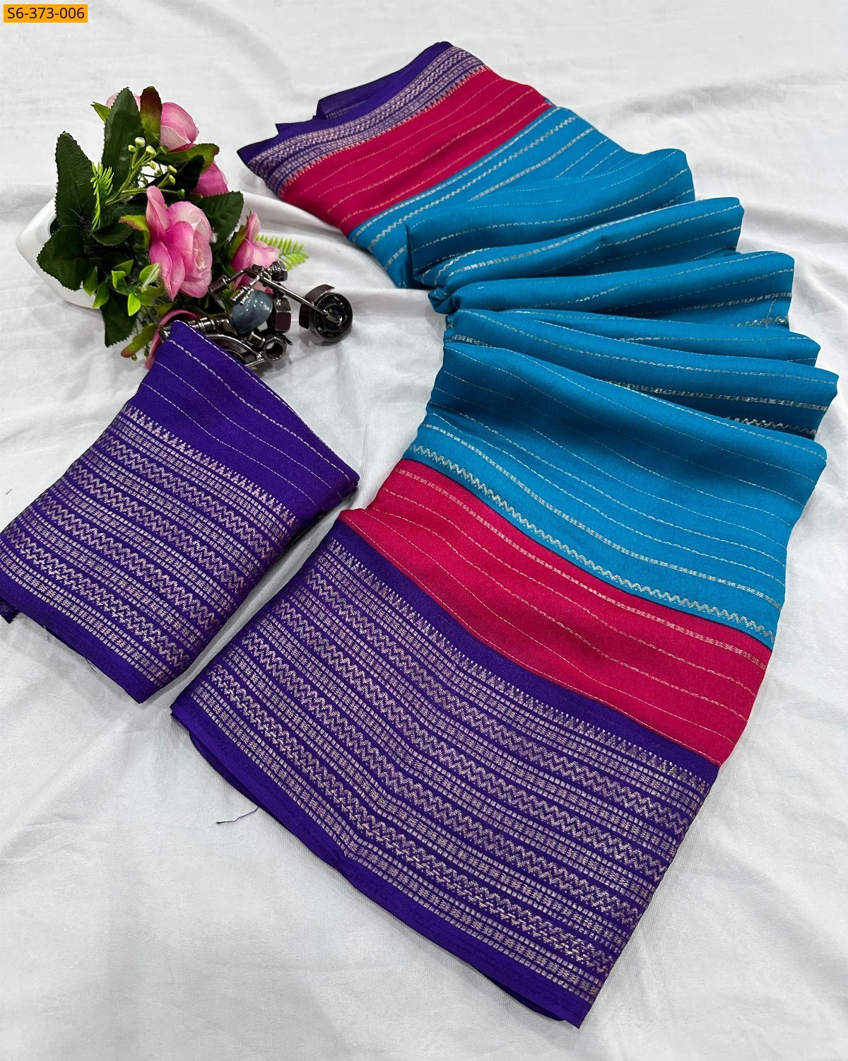 Blue Mysore silk saree 