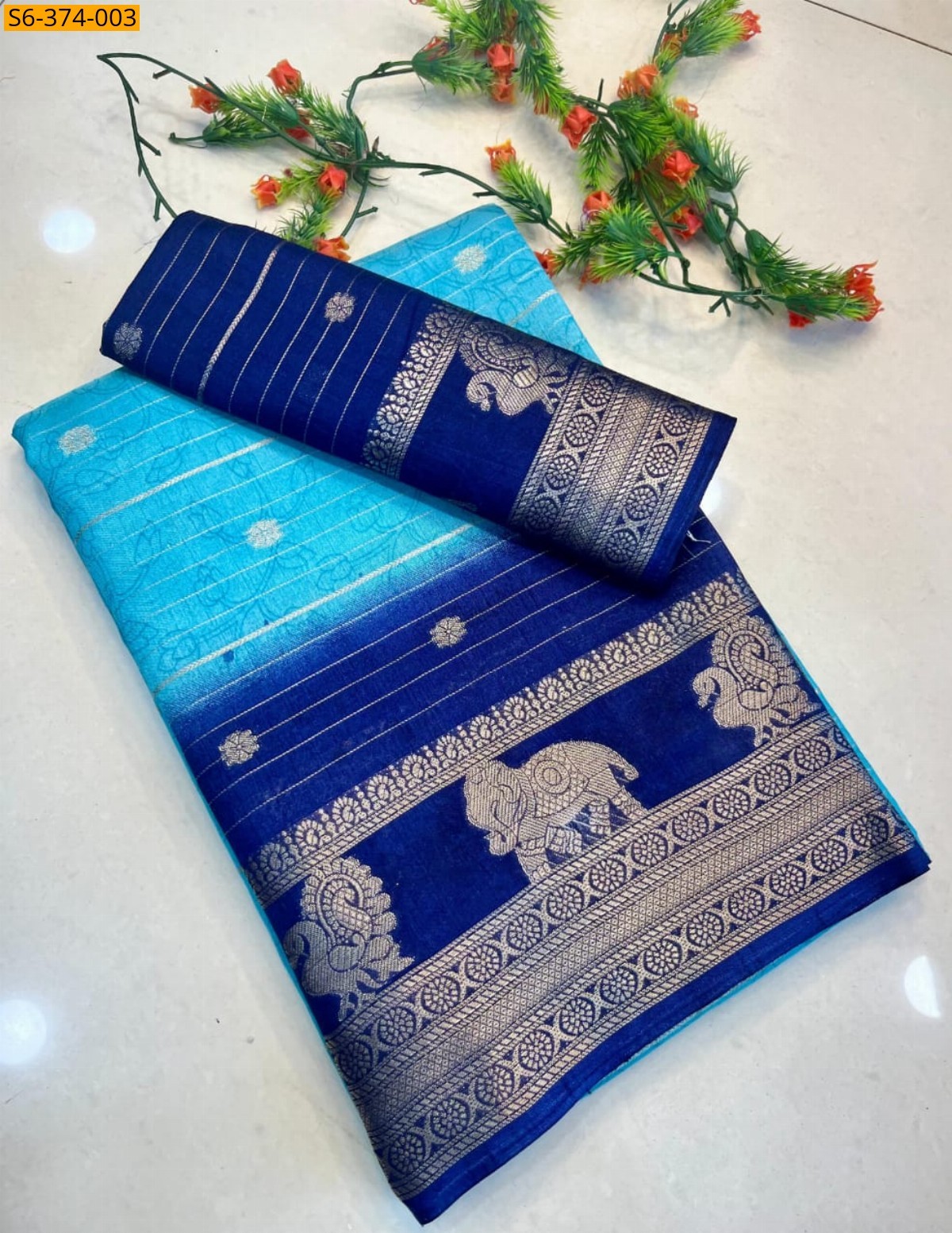 Blue Kolam silk sarees