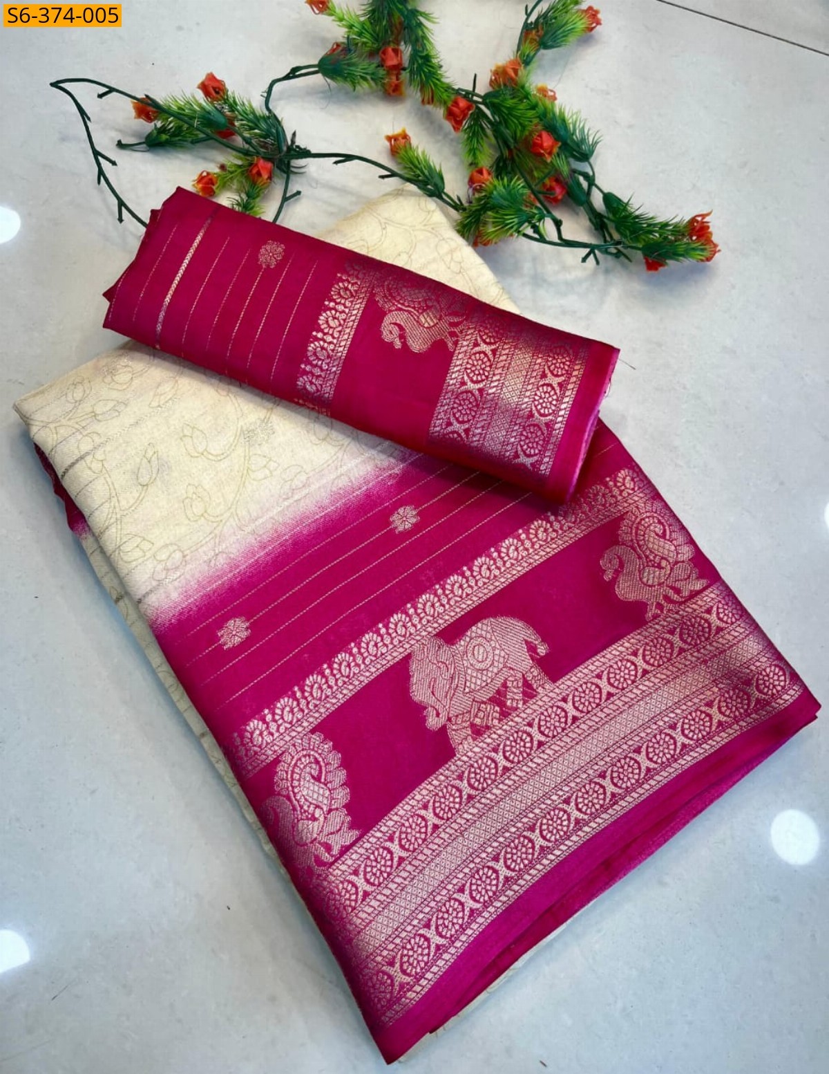 White Kolam silk sarees