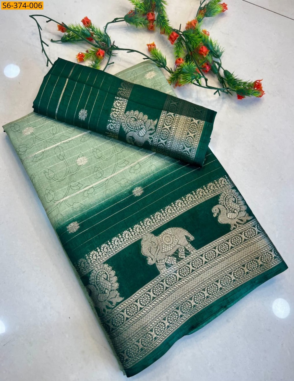 Green Kolam silk sarees