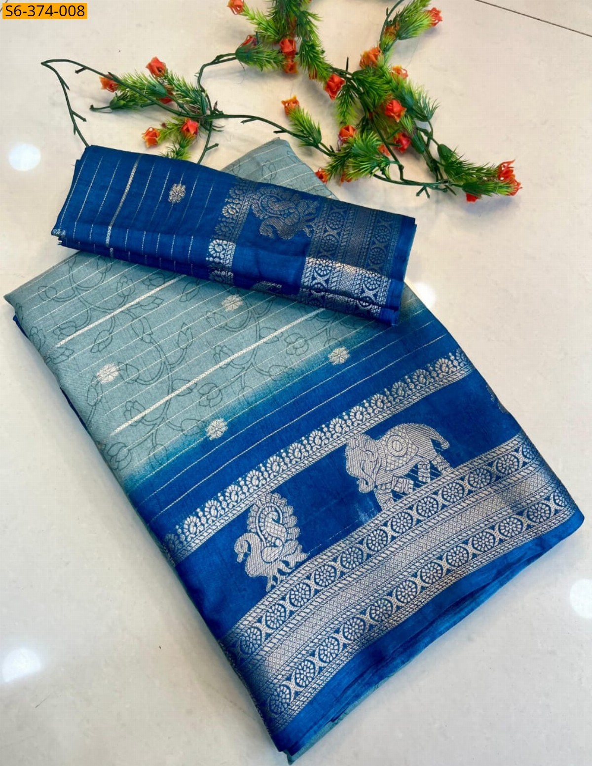 Blue Kolam silk sarees