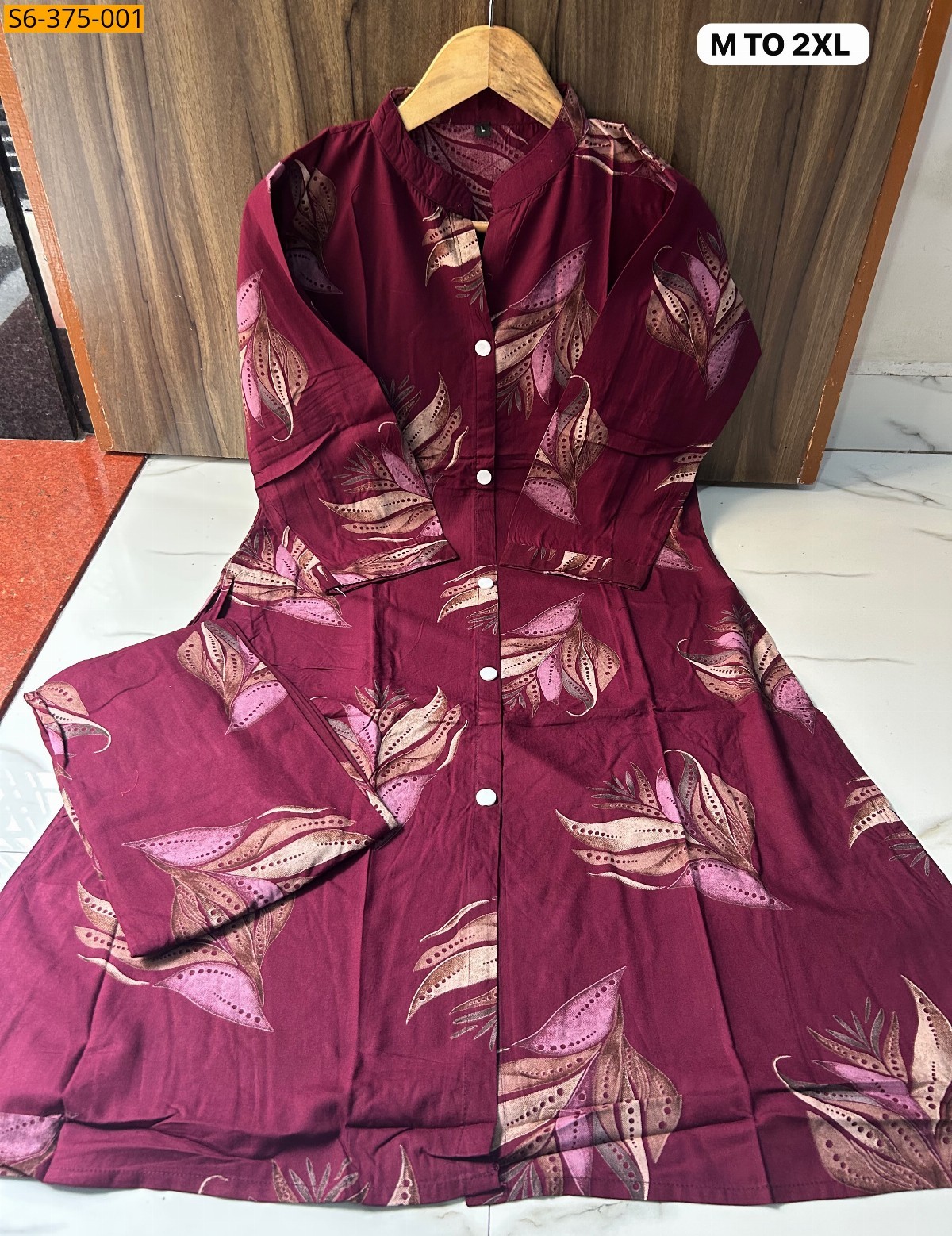 Wine Fancy Rayon Coord Set