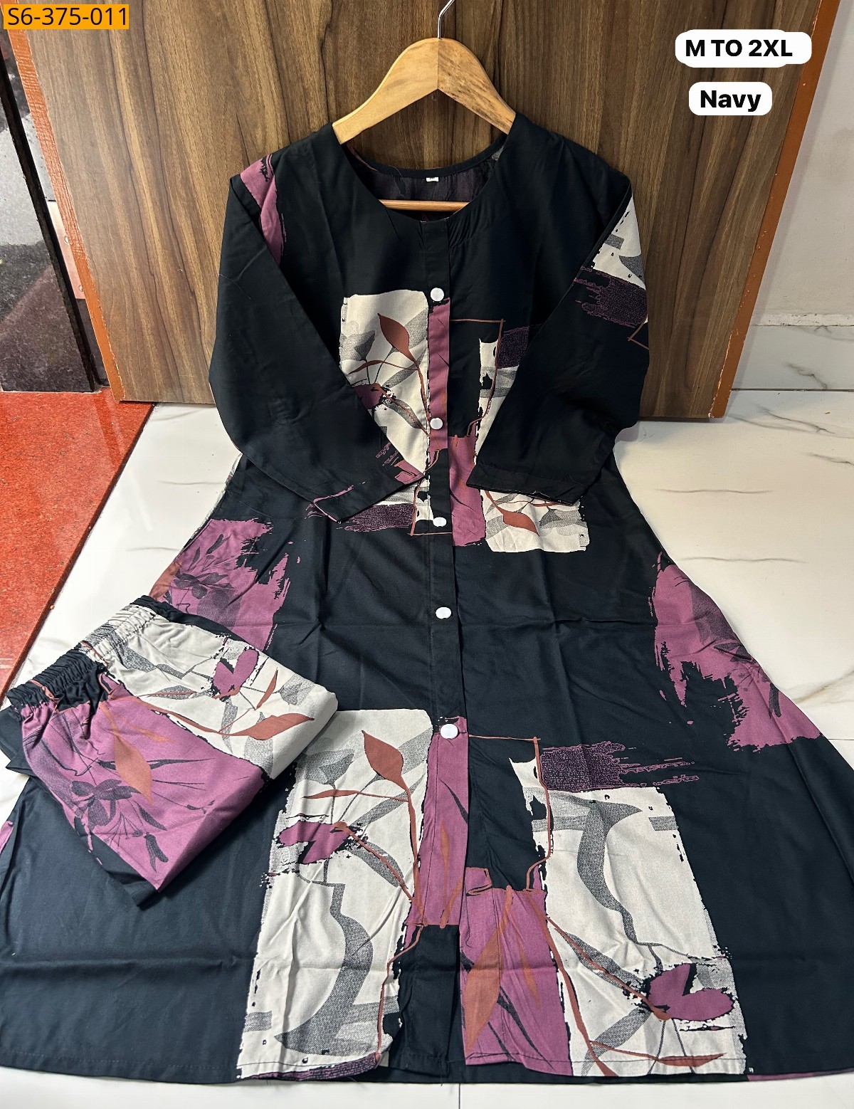 Black Fancy Rayon Coord Set