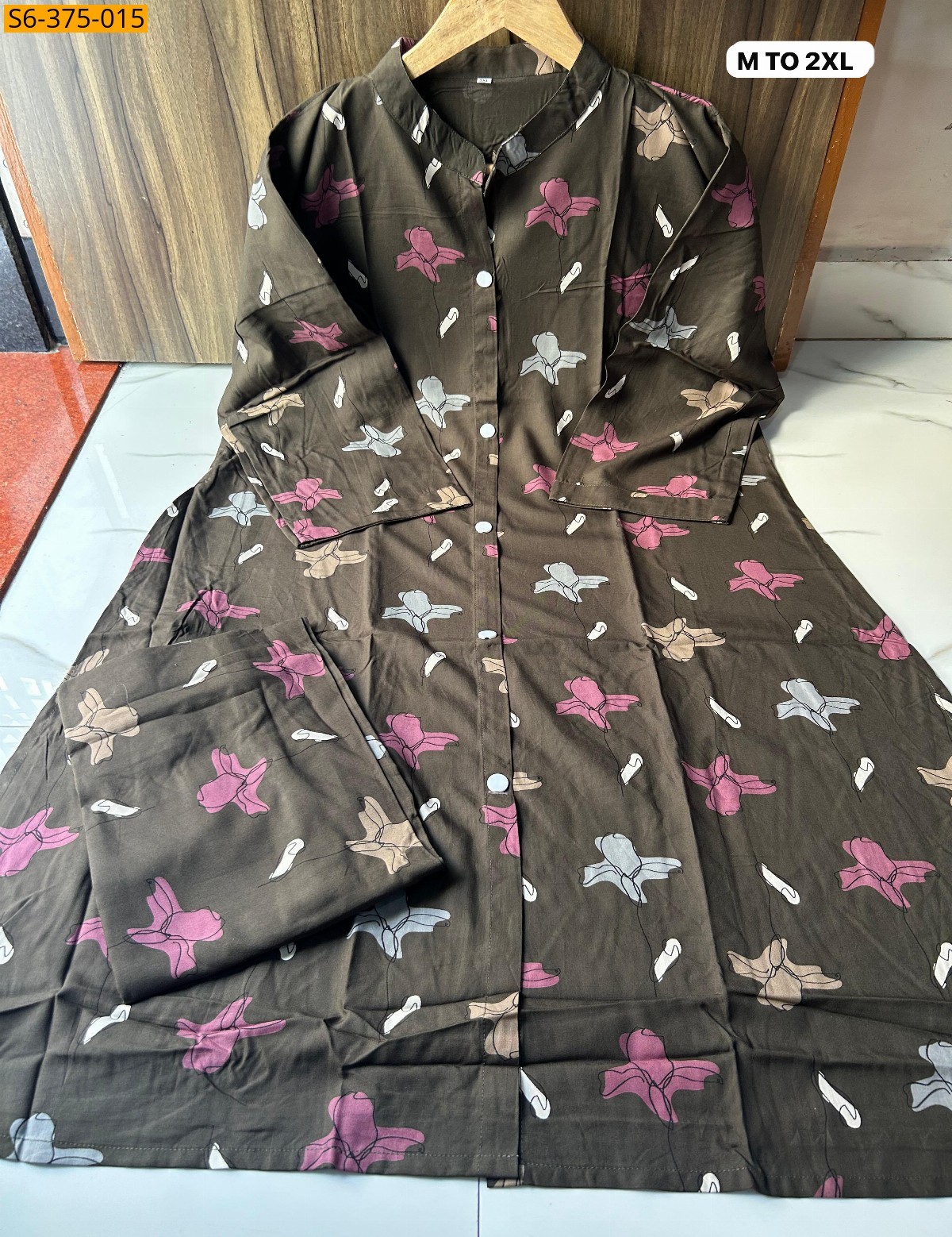 Olive Brown Fancy Rayon Coord Set