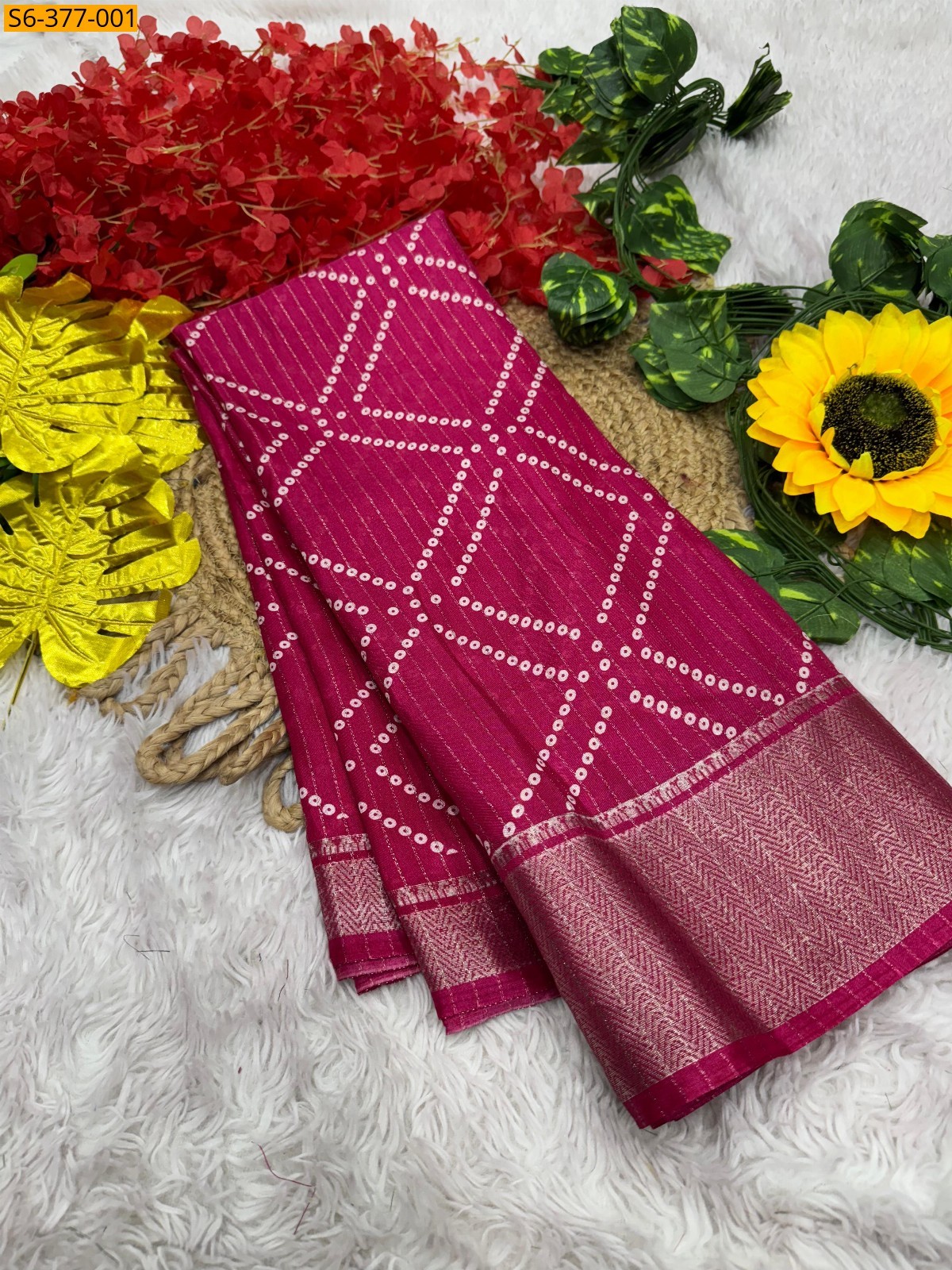 Pink Fancy Ajrakh silk saree