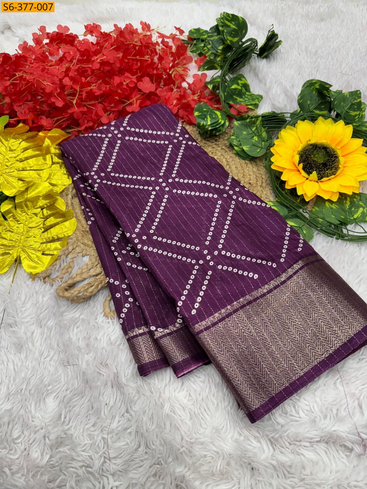 Violet Fancy Ajrakh silk saree