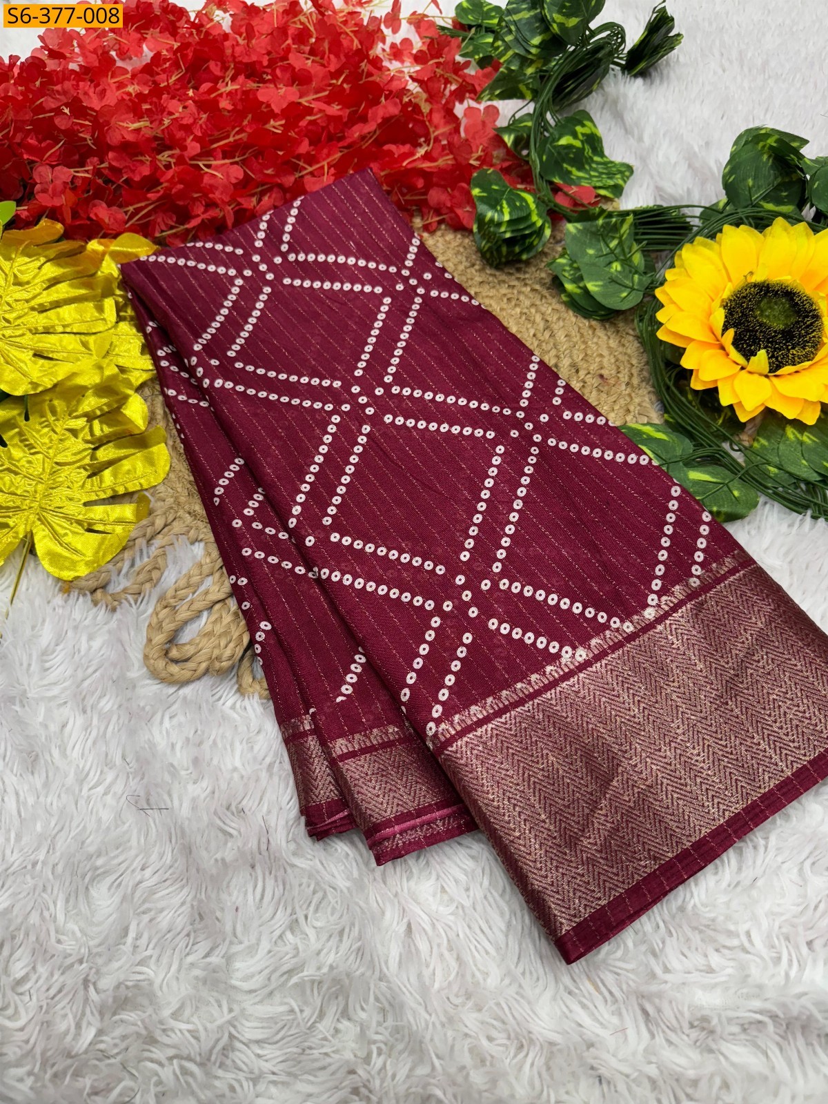 Wine Fancy Ajrakh silk saree