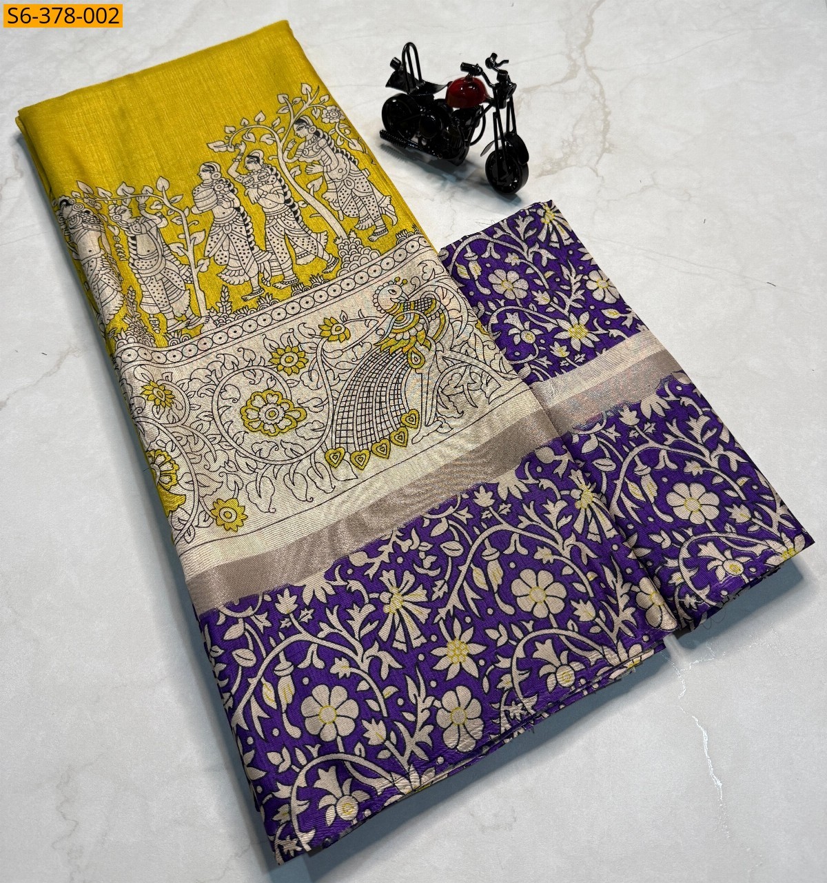 Yellow Fancy mul mul  saree