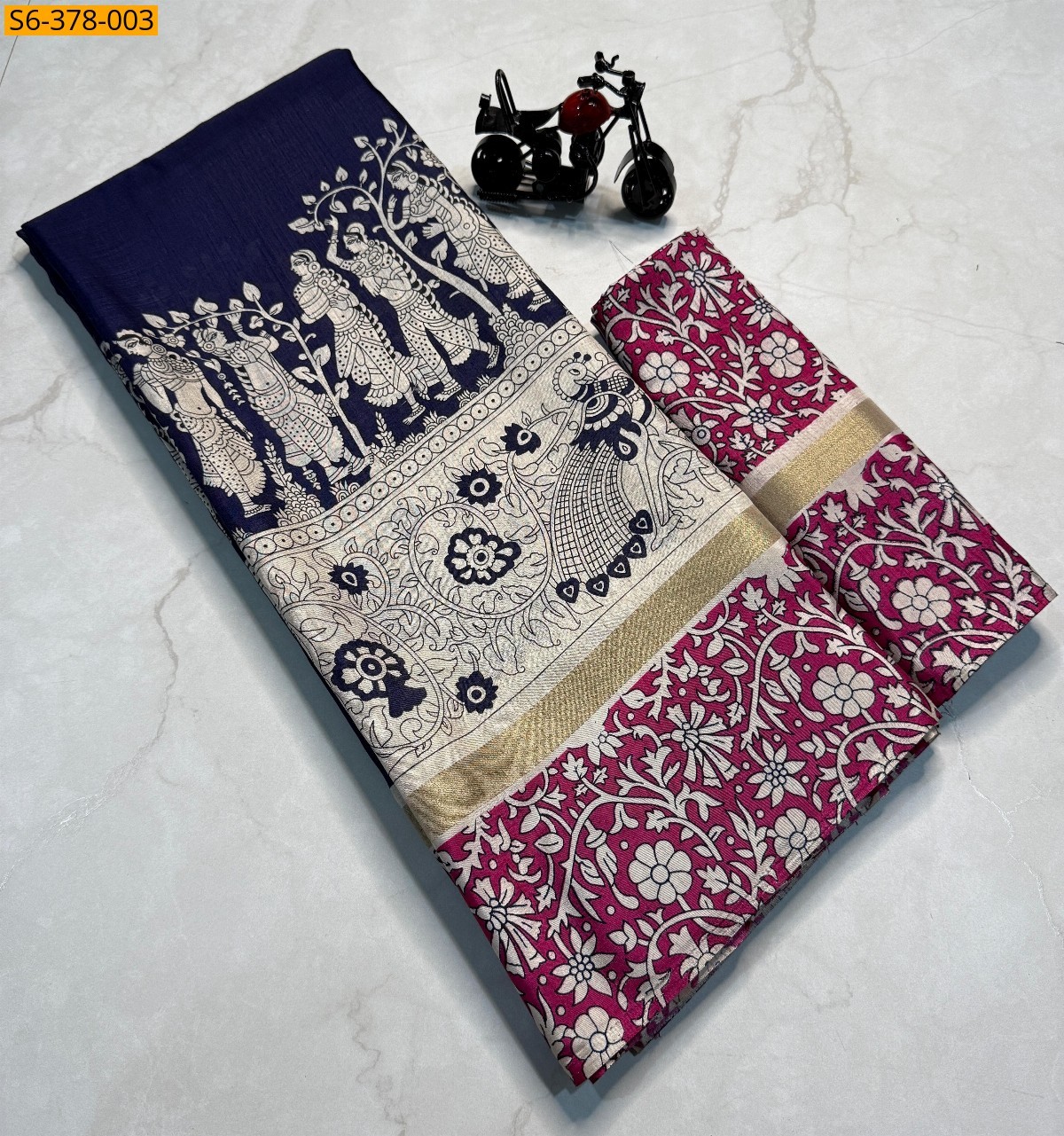 Blue Fancy mul mul  saree