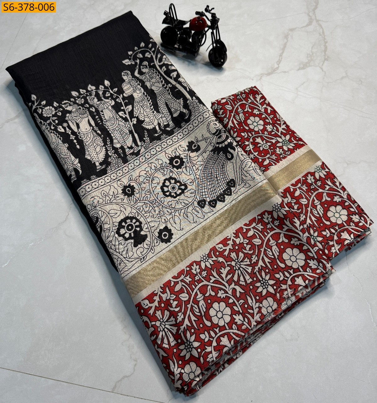 Black Fancy mul mul  saree
