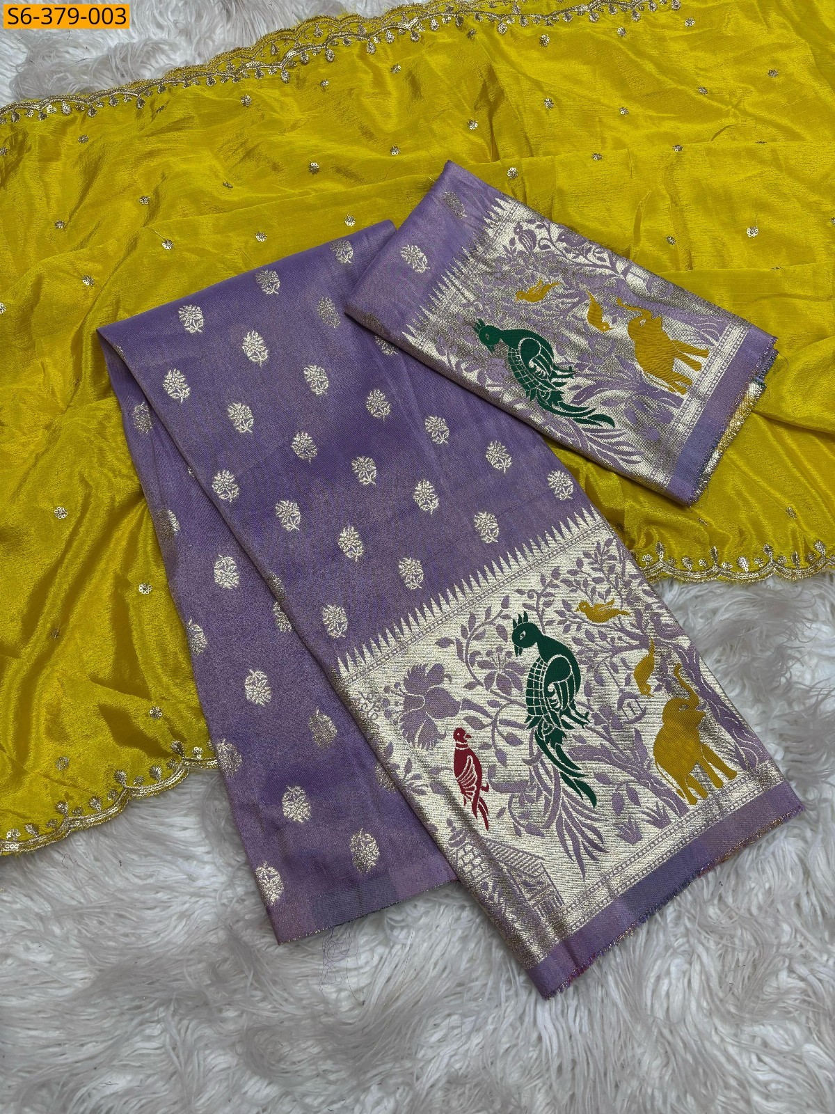 Yellow Jacquard border half sarees