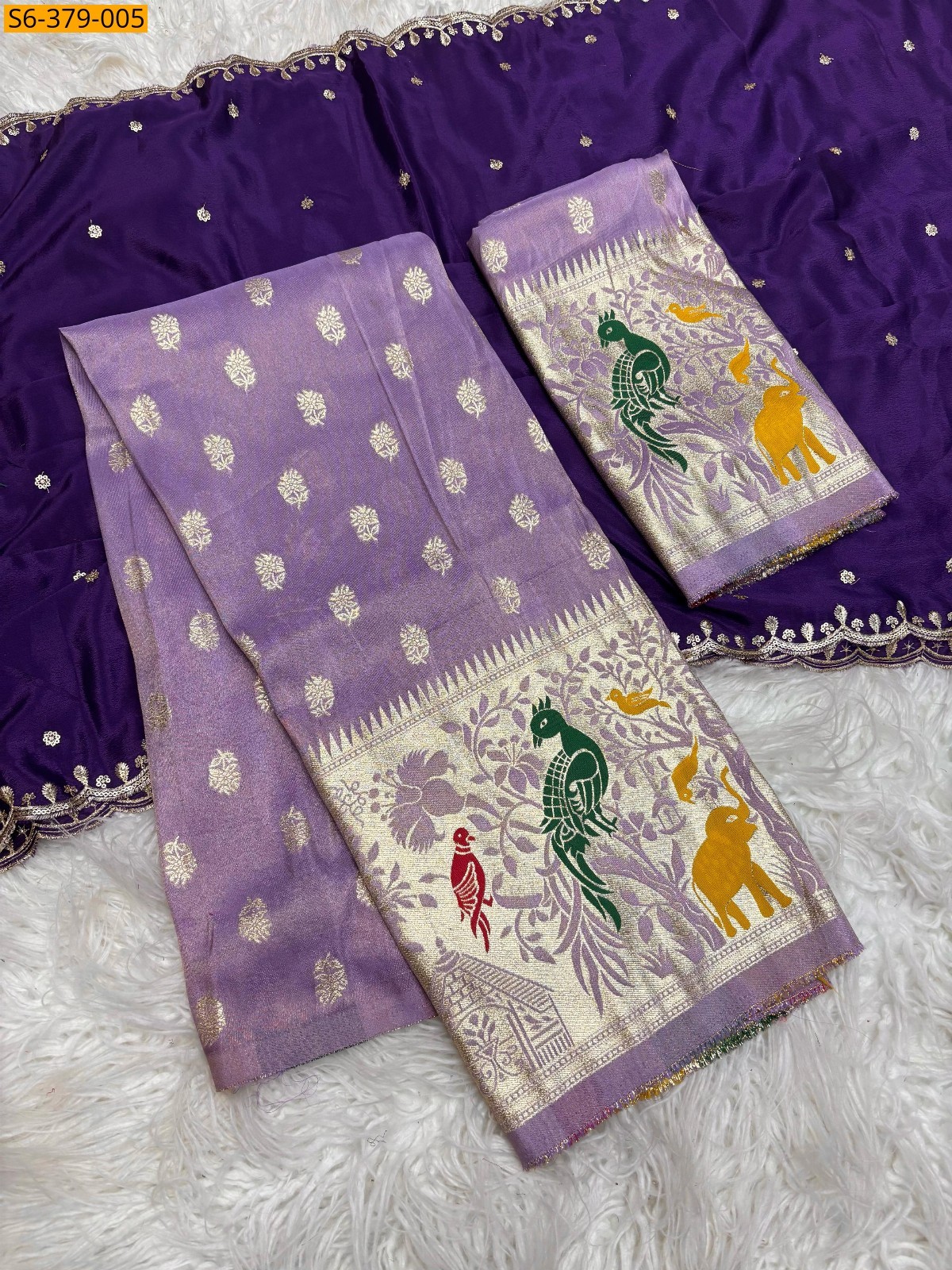 Violet Jacquard border half sarees