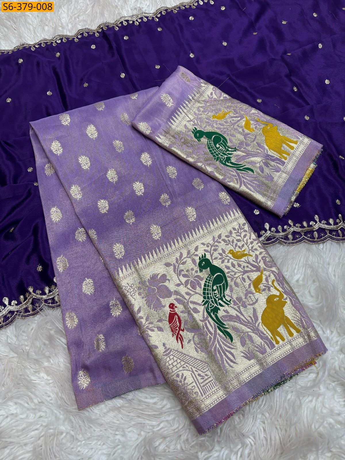 Violet Jacquard border half sarees