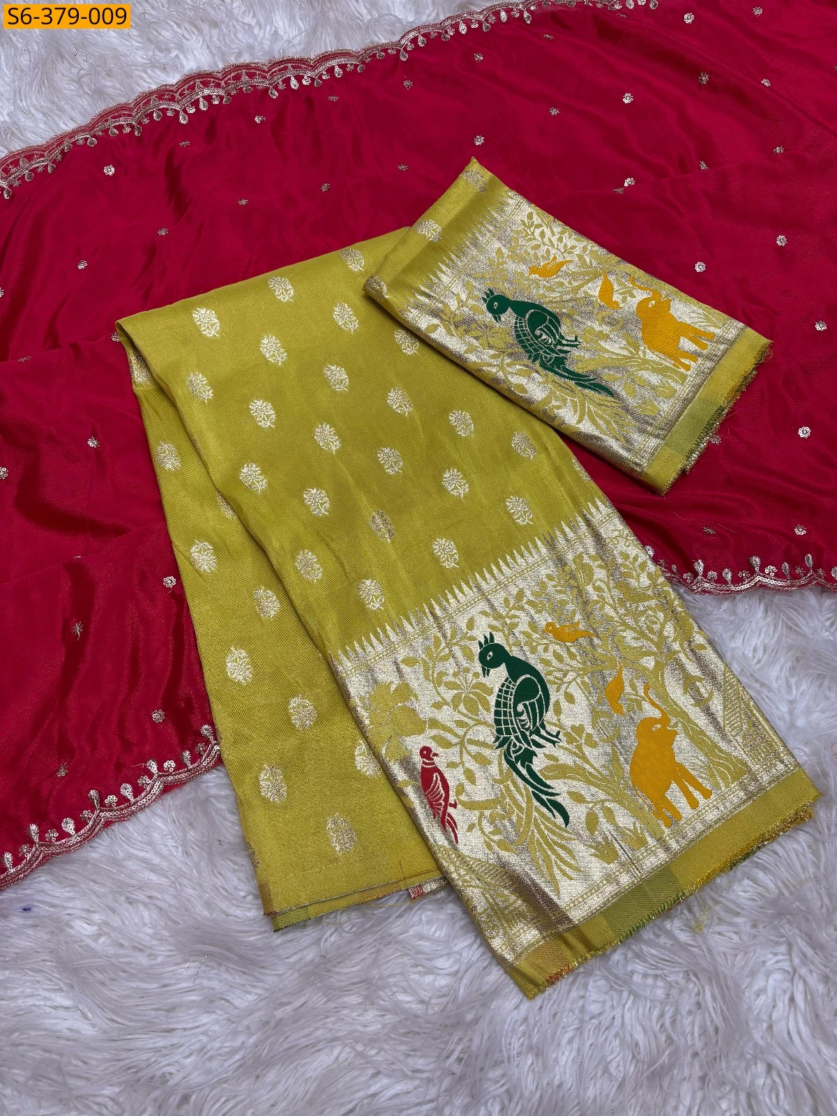 Pink Jacquard border half sarees