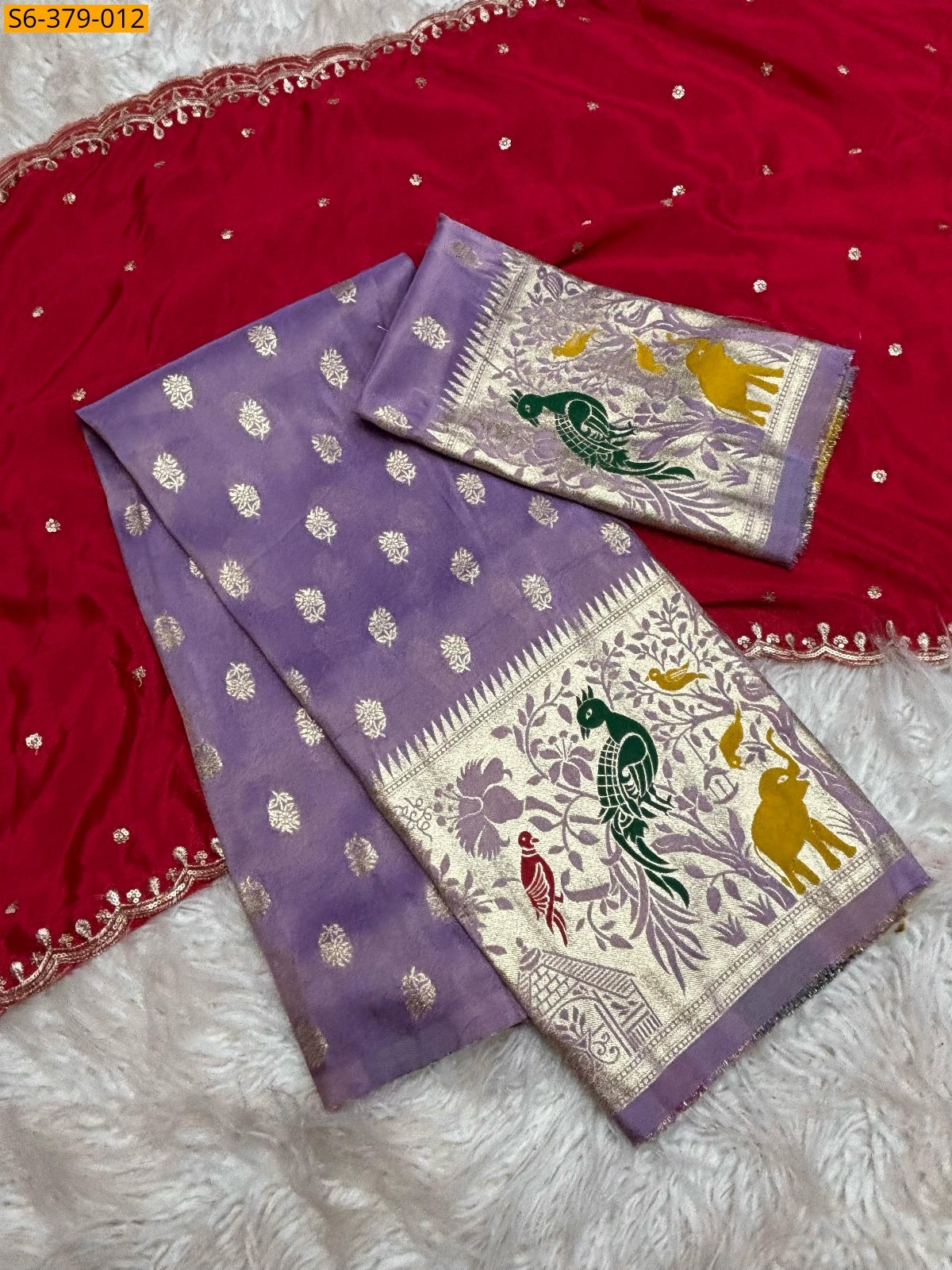 Red Jacquard border half sarees
