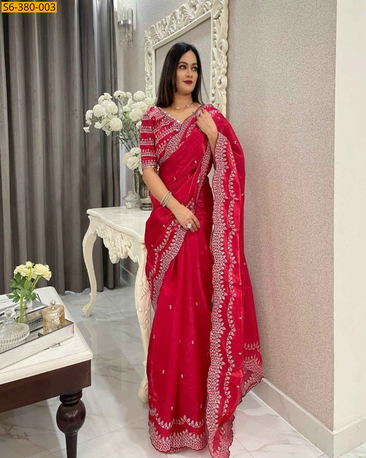 Dark Pink Fancy jimmy choo satin saree