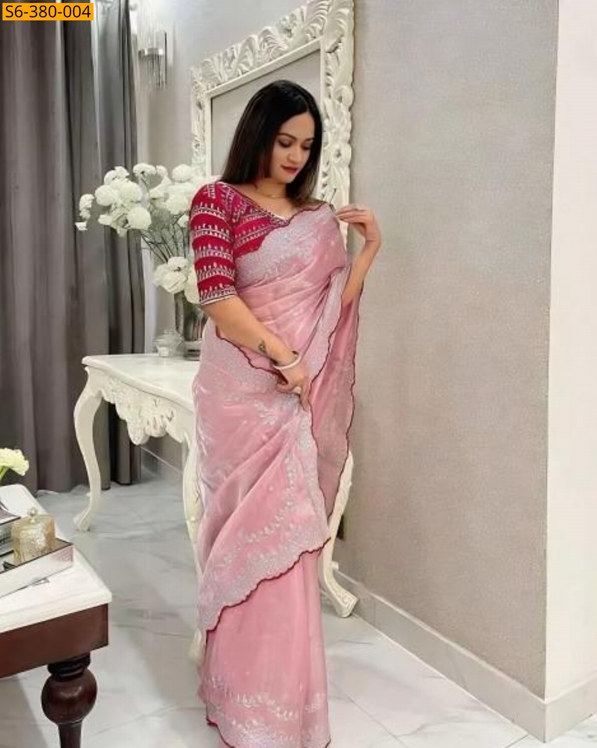 Pink Fancy jimmy choo satin saree