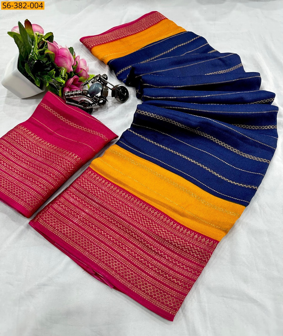 Blue Fancy mysore silk saree