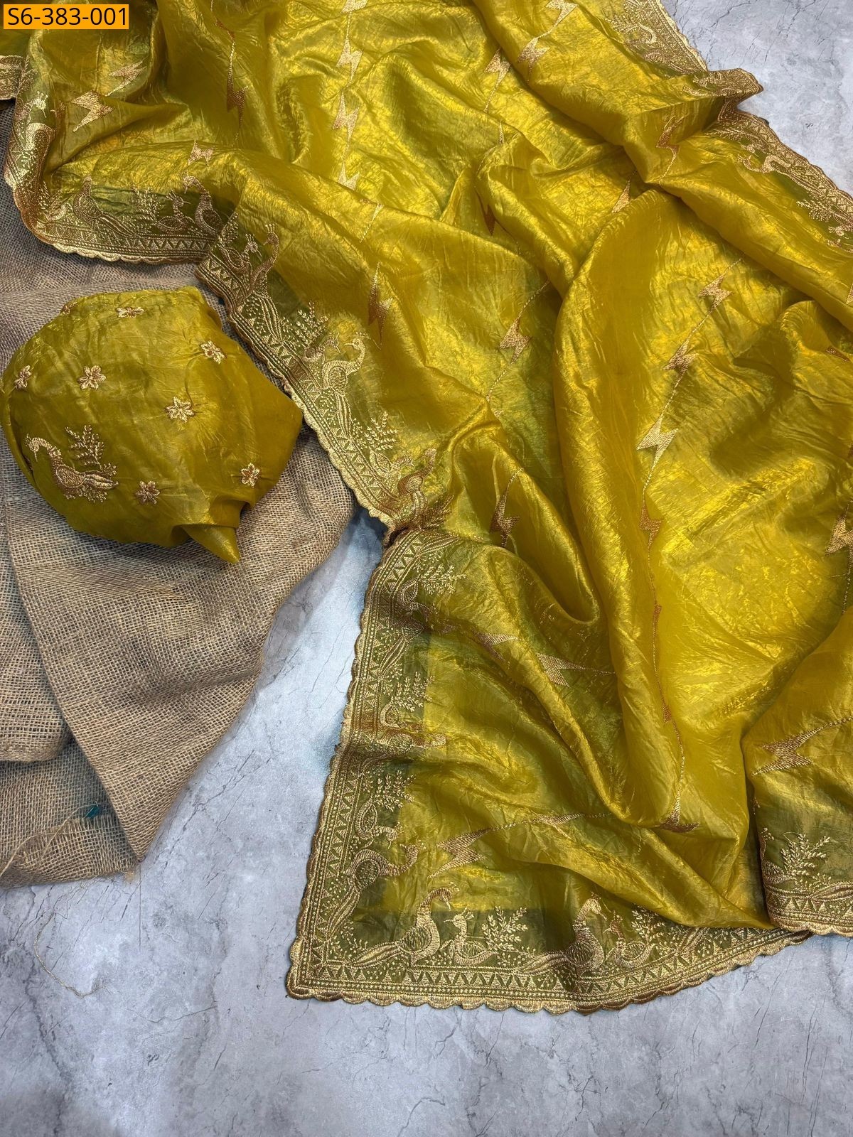 Yellow Fancy crunchy designer Sarees