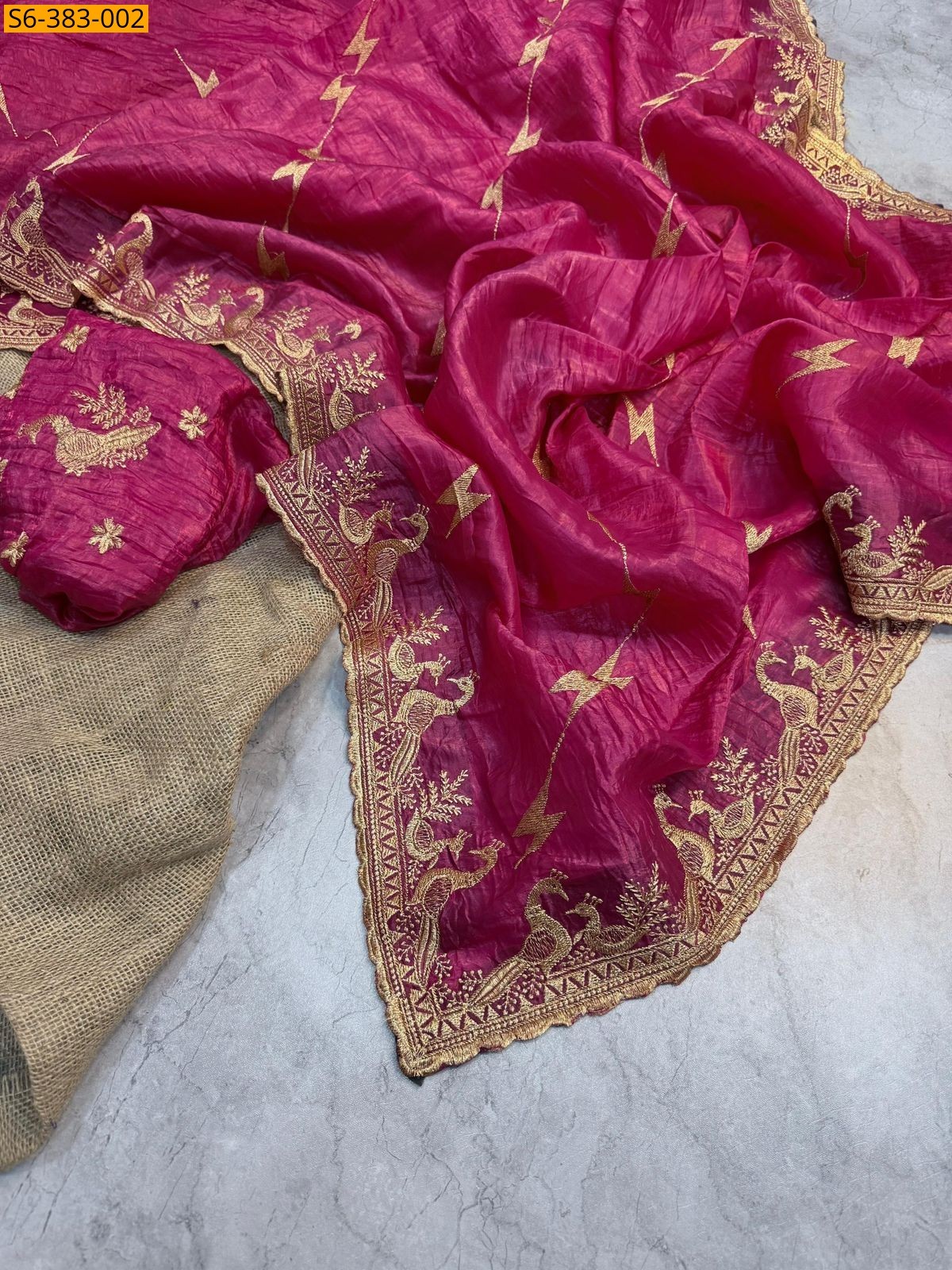 Pink Fancy crunchy designer Sarees
