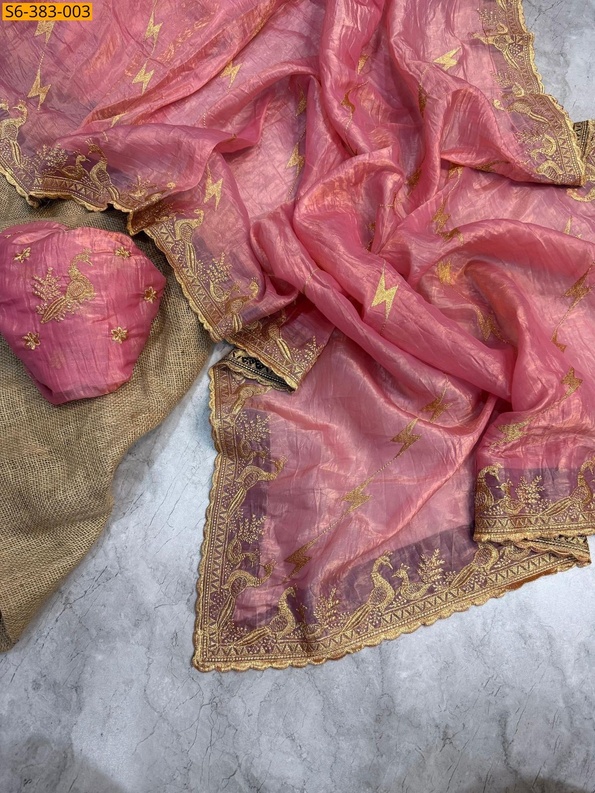 Light Pink Fancy crunchy designer Sarees