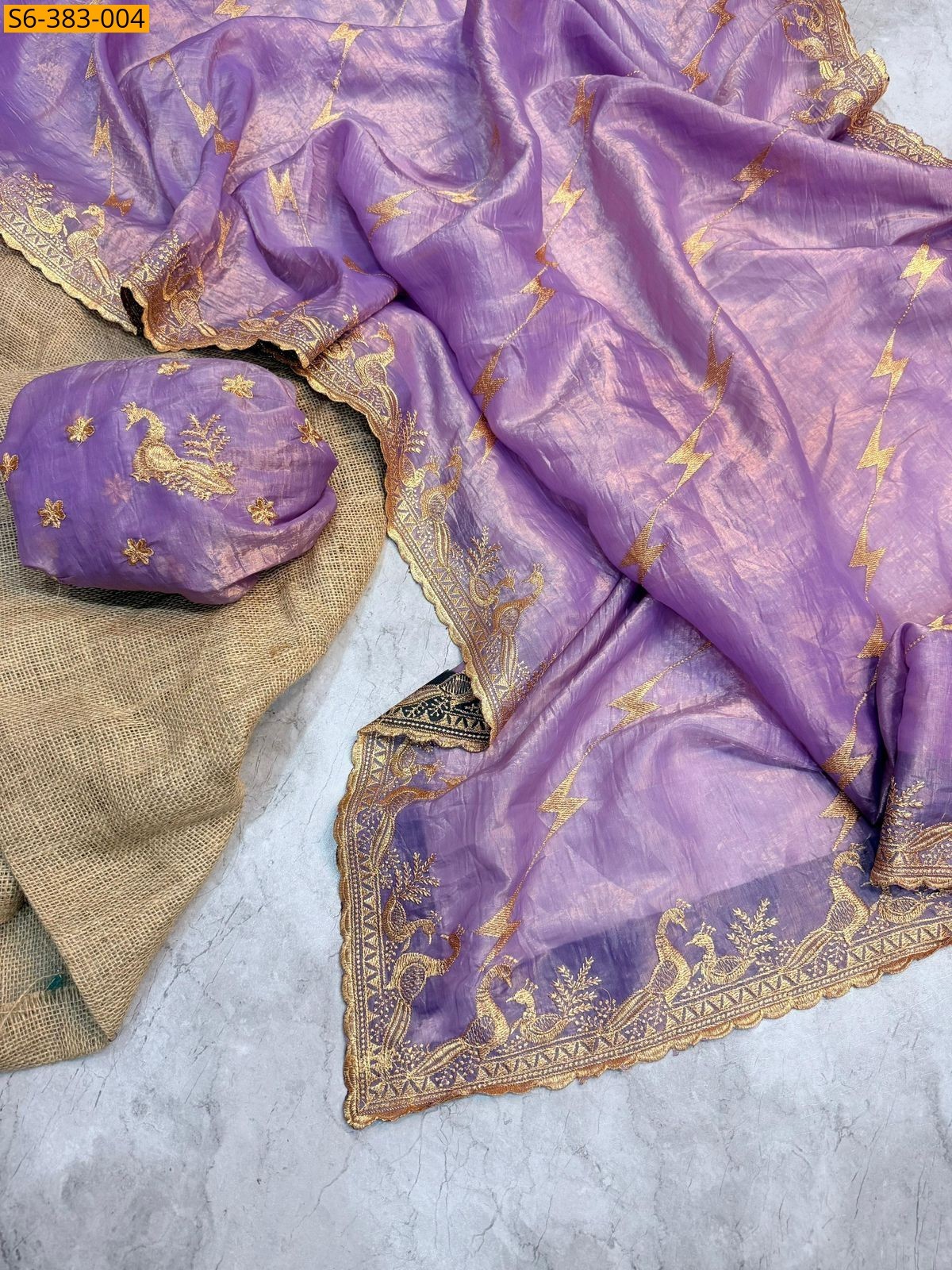 Purple Fancy crunchy designer Sarees